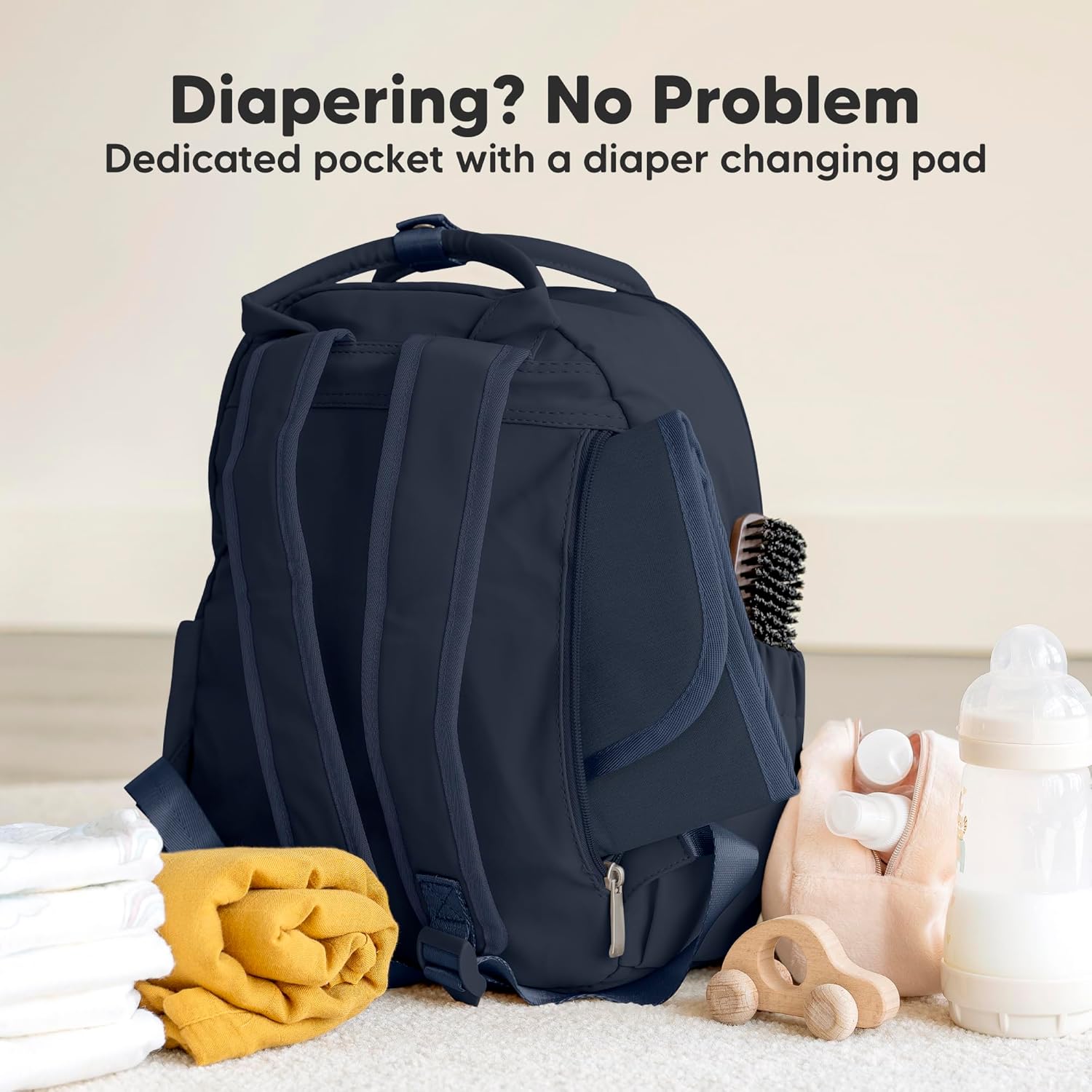 KeaBabies Diaper Bag Backpack - Small Multifunctional Travel Diaper Back Packs, Maternity Baby Changing Bags, 12L Capacity, PU Leather, Waterproof, Unisex, Nappy Changing Pad (Navy Blue, Small) - Image 4