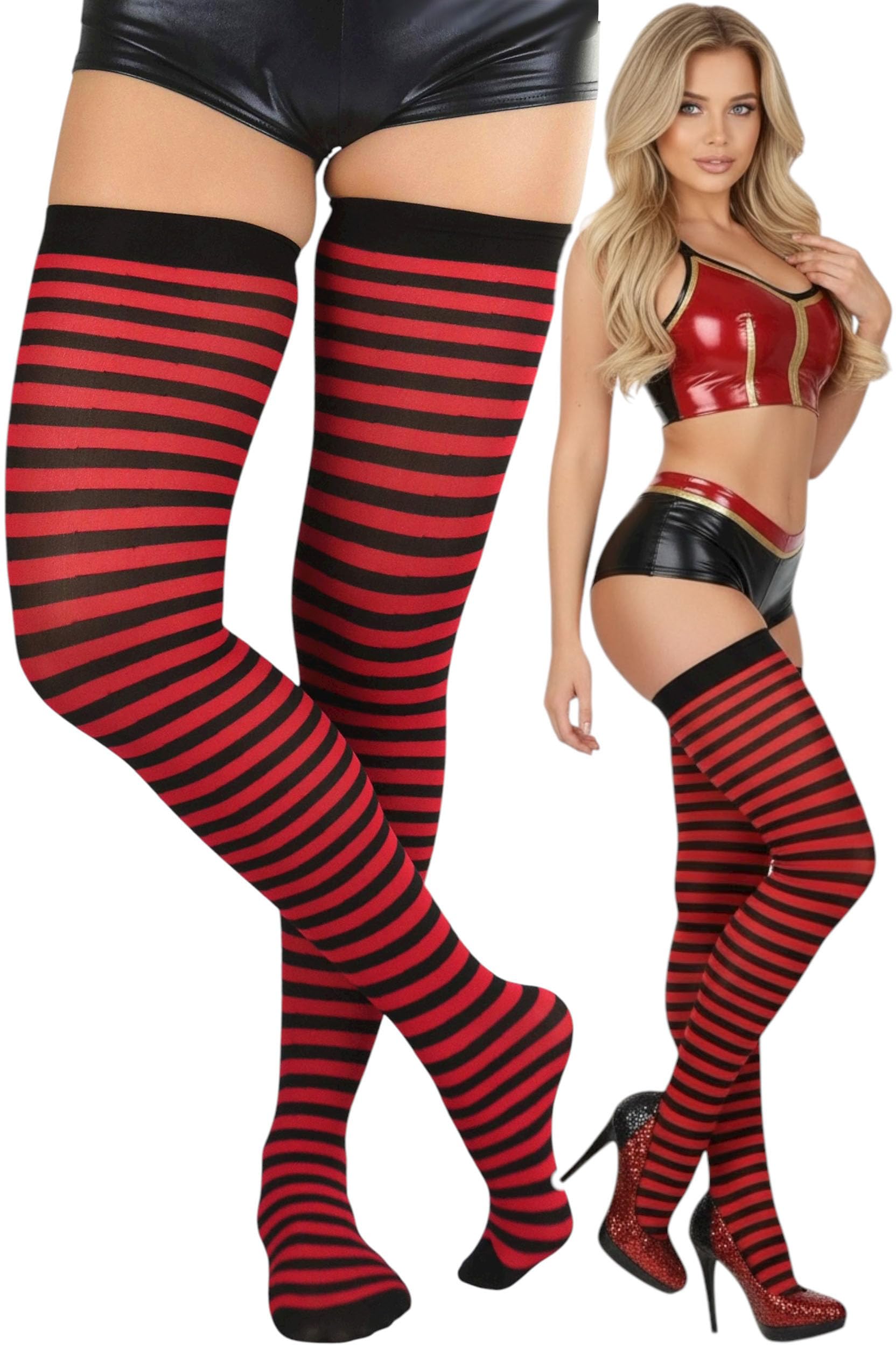 ToBeInStyle Women’s Opaque Hosiery Thin Striped Thigh High Long Stocking