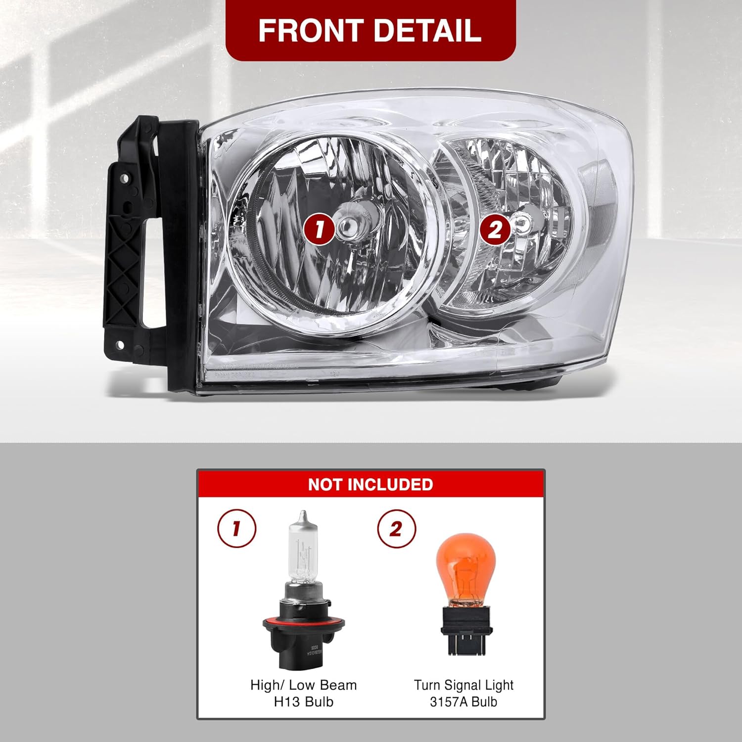 AJP Distributors Upgrade Driving Head Lights Lamps Assembly Unit Front Bumper Housing Pair Set Left + Right Compatible/Replacement for Ram 1500 2500 3500 Pickup Truck 2006 2007 2008 2009 06 07 08 09