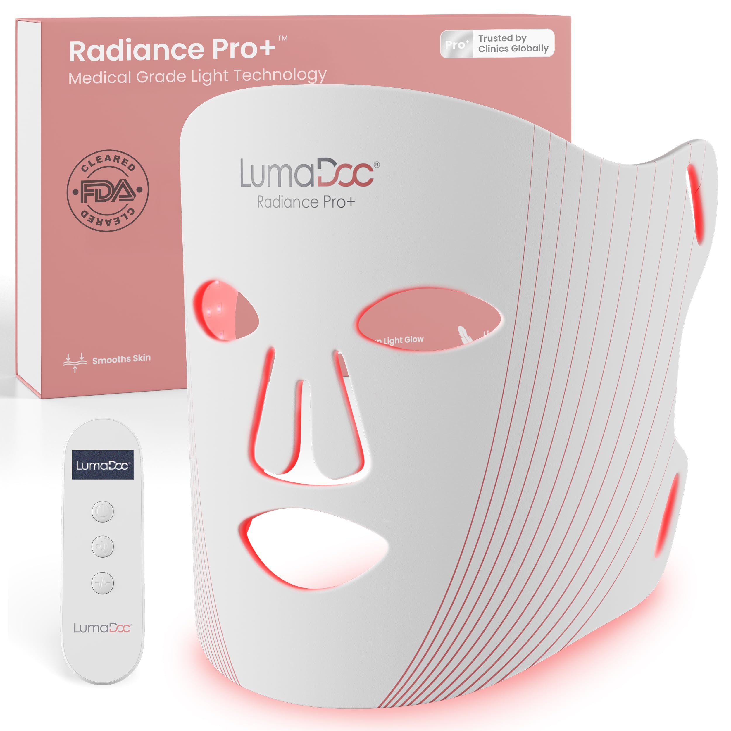 LumaDoc FSA HSA Approved LED Face Mask Light Therapy, Radiance Pro+, 6-in-1 Red Light Therapy for Wrinkles and Fine Lines, Infrared and Blue Photon Beauty Treatment, Anti-Aging Skincare