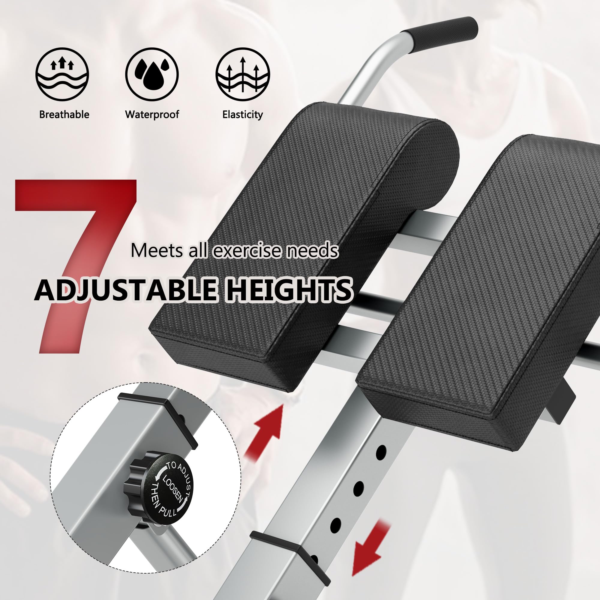 sogesfurniture Hyperextension per addominali e schiena, regolabile in altezza in 7 posizioni, pieghevole, panca romana, attrezzo per allenamento multifunzionale, per casa, fitness, fino a 100 kg
