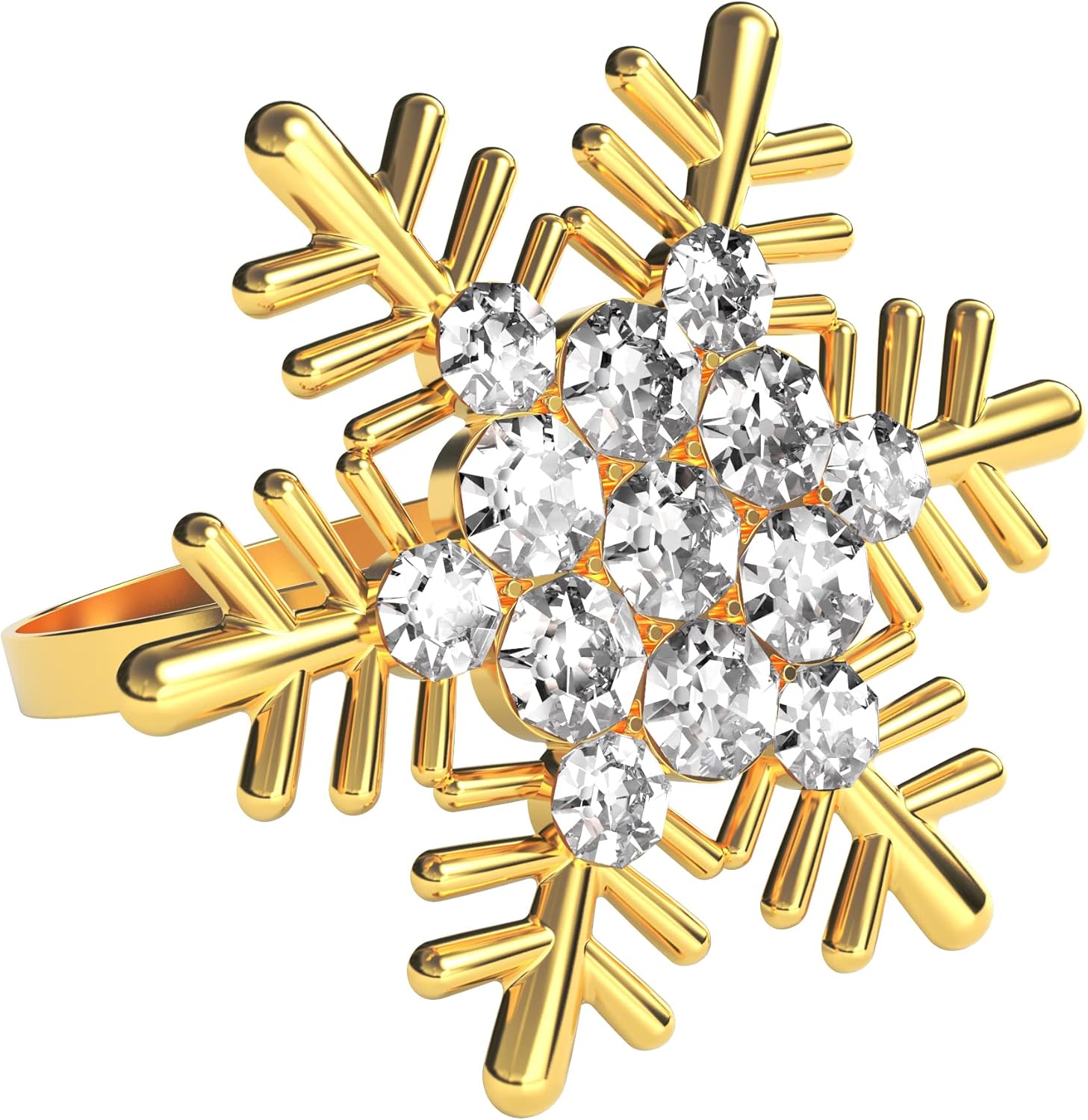 ZeeDix Set of 12 Gold Snowflake Christmas Napkin Rings for