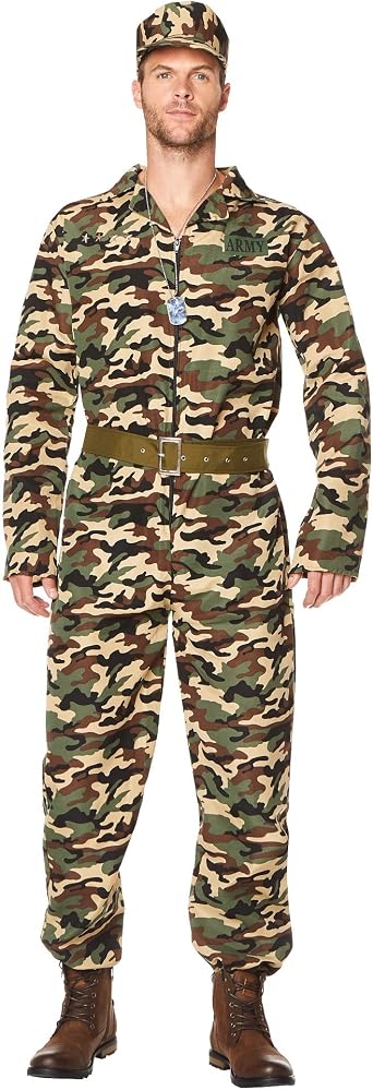 Karnival Costumes Military Man Camo Uniform Mens Costume