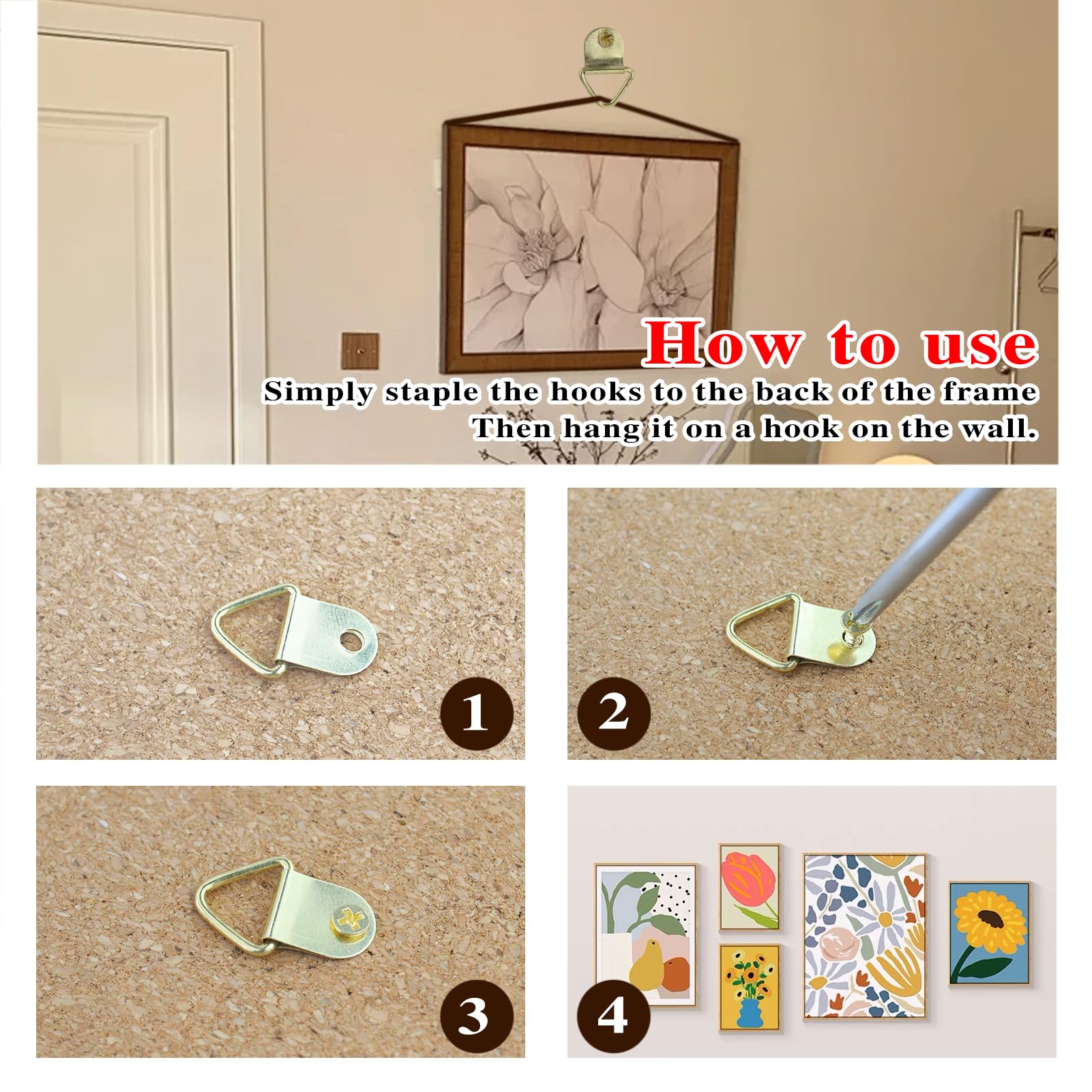 Ganci per Cornice Foto Oro 55 Pezzi con Viti Kit Appendere