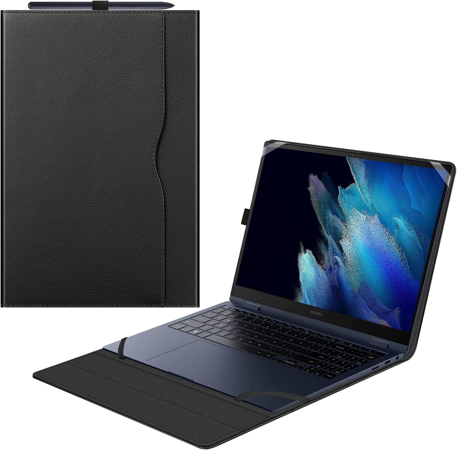 Sleeve Case Cover for 15.6" Samsung Chromebook Plus XE550XGAA / Samsung Galaxy Book4 360 NP960XGK / Book3 360 NP750QFG / Book2 Pro 360 NP950QED / Book2 Pro NP950XED, Black