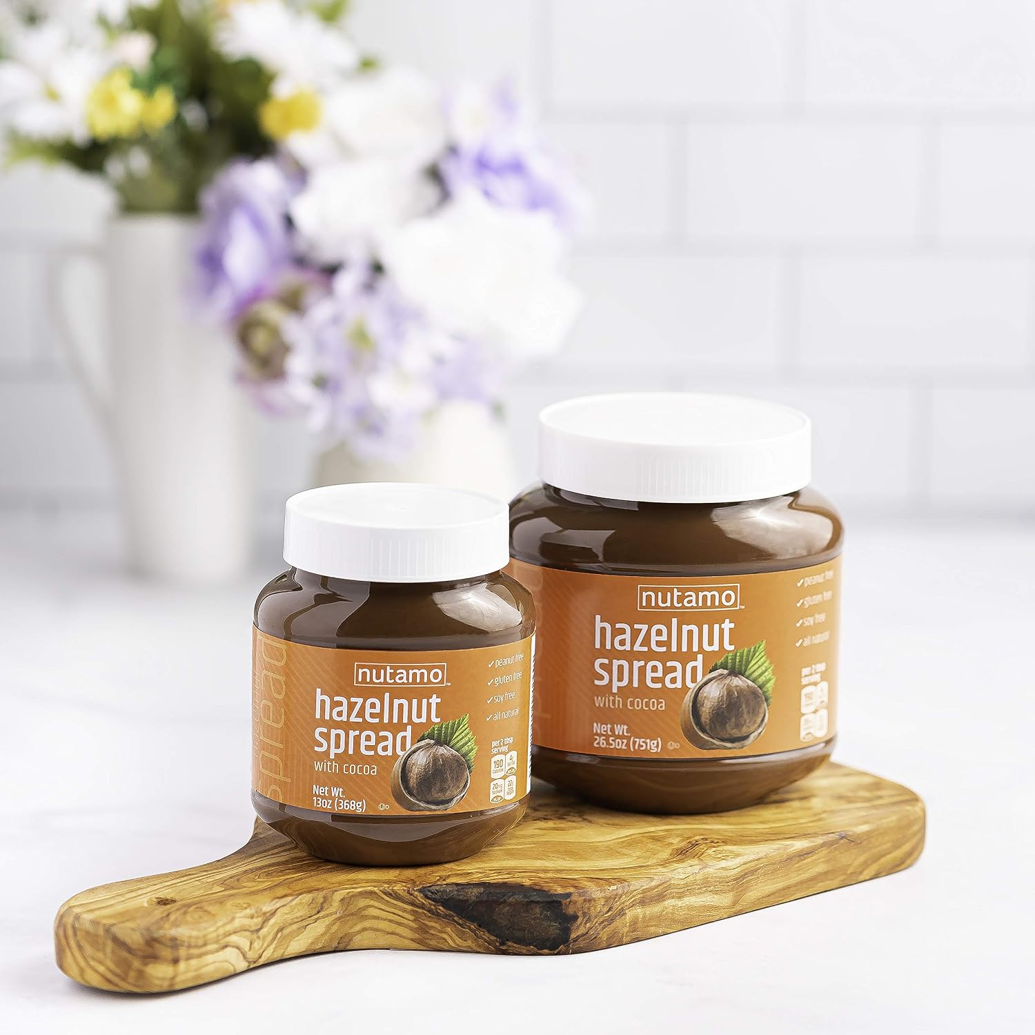 Nutamo Hazelnut Spread with Cocoa, All Natural Non-GMO No Peanut Gluten Free Topping, 26.5 Oz