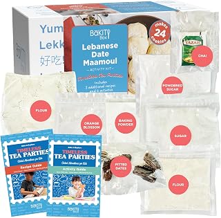BāKIT Box Cookie Baking Kit for Kids – Lebanese Date-Filled Maamoul Cookies | Educational gifts with pre-measured ingredients, printed baking instructions, plus hands-on STEM and cultural activities.