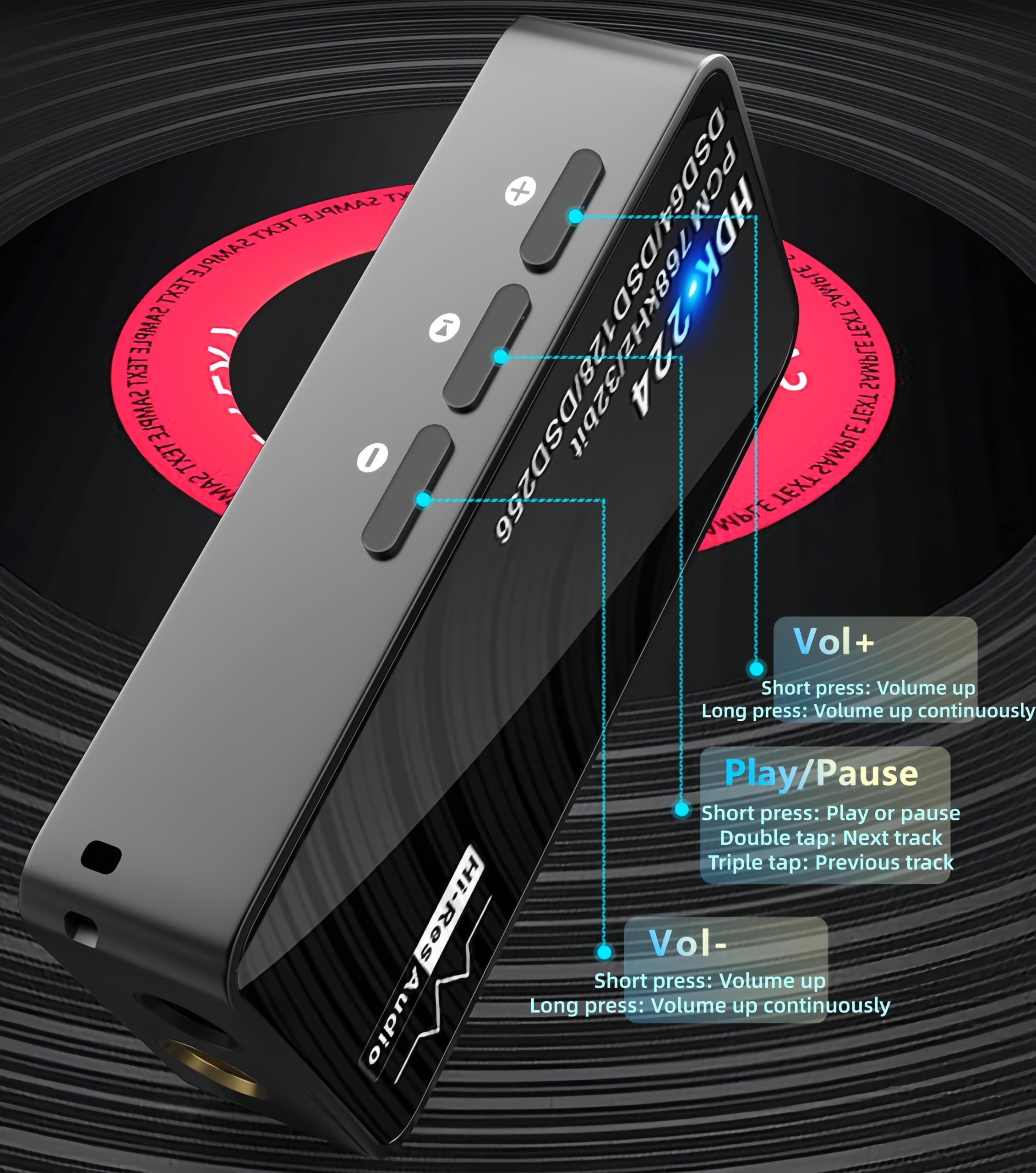 Dongle DAC USB C vers AUX pour ampli casque DS3 Sorties équilibrées 3,5 mm