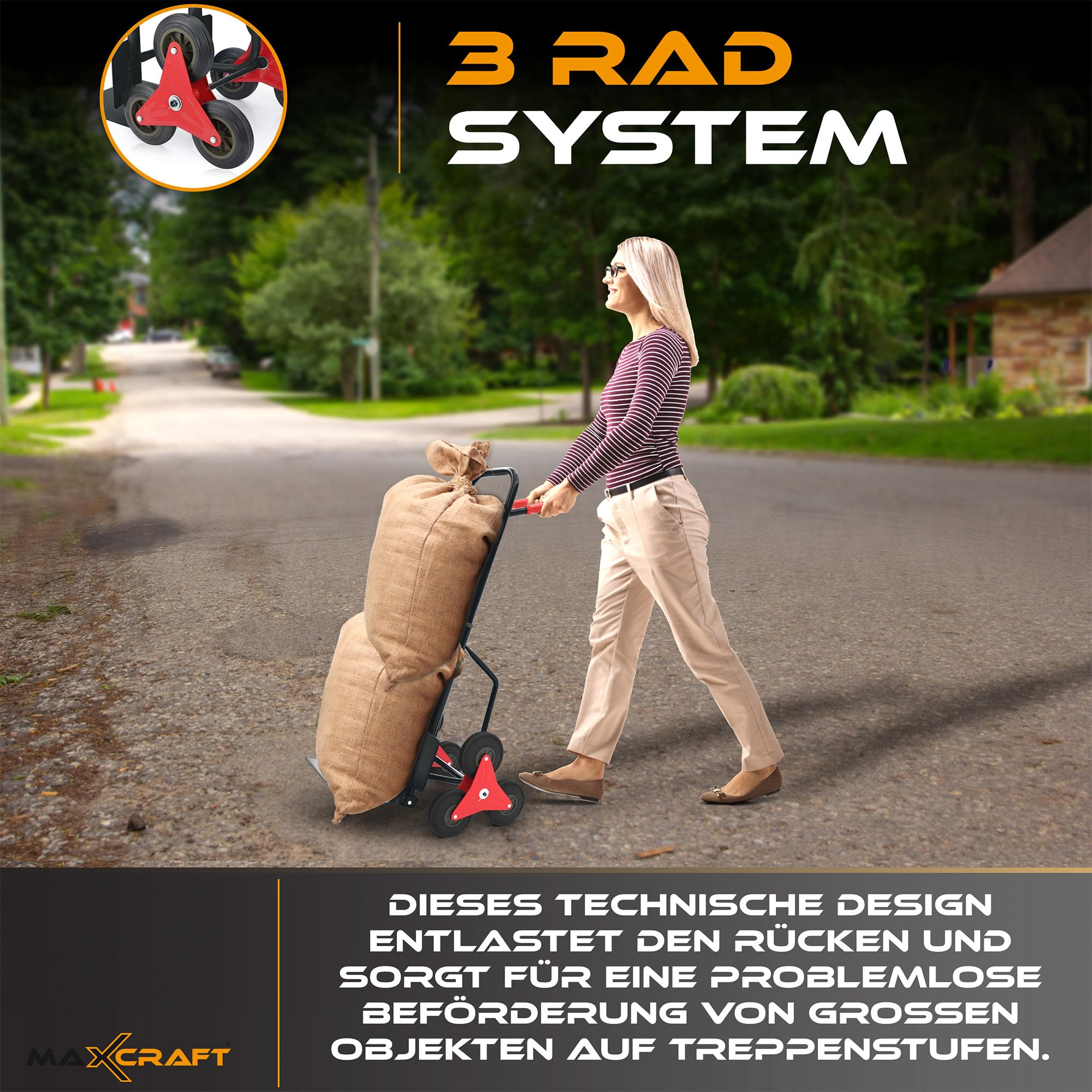 Wózek Transportowy Heavy Duty do 150 kg, Wózek Ręczny, Wspinacz Schodowy, Składany, Czarny