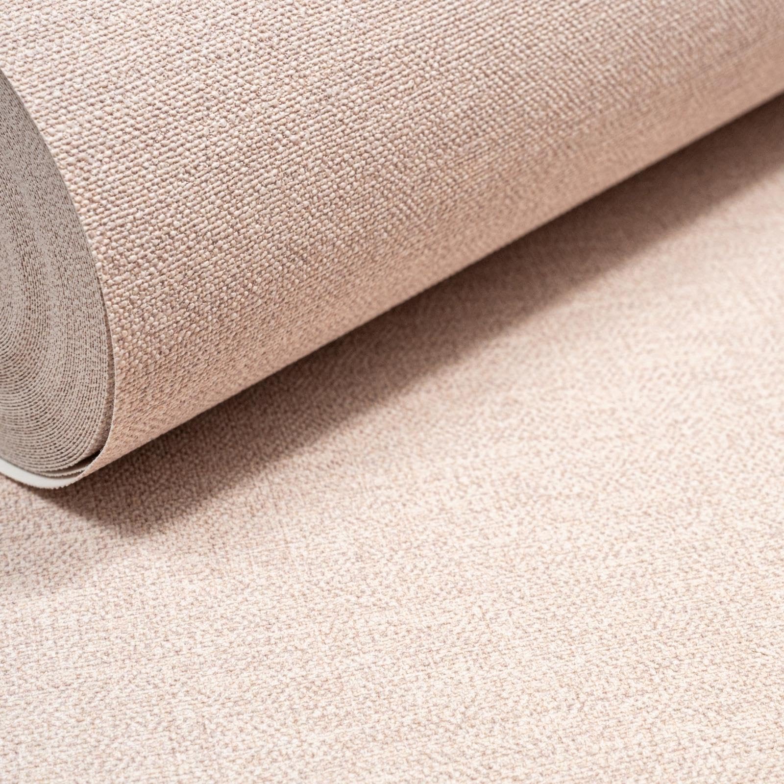 SOPHIE LAURENCE Plain Pale Pink Wallpaper Linen Effect Textured Free Match Paste The Wall Non-Woven Vinyl Lounge Kitchen Hallway Bedroom Full Roll 10m x 0.53m