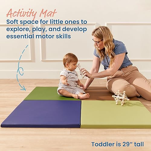 Miniatura 3 de ECR4Kids SoftZone Play Patch - Tapete de actividad cuadrado, tapete de juego modular, tono terrícola, paquete de 4