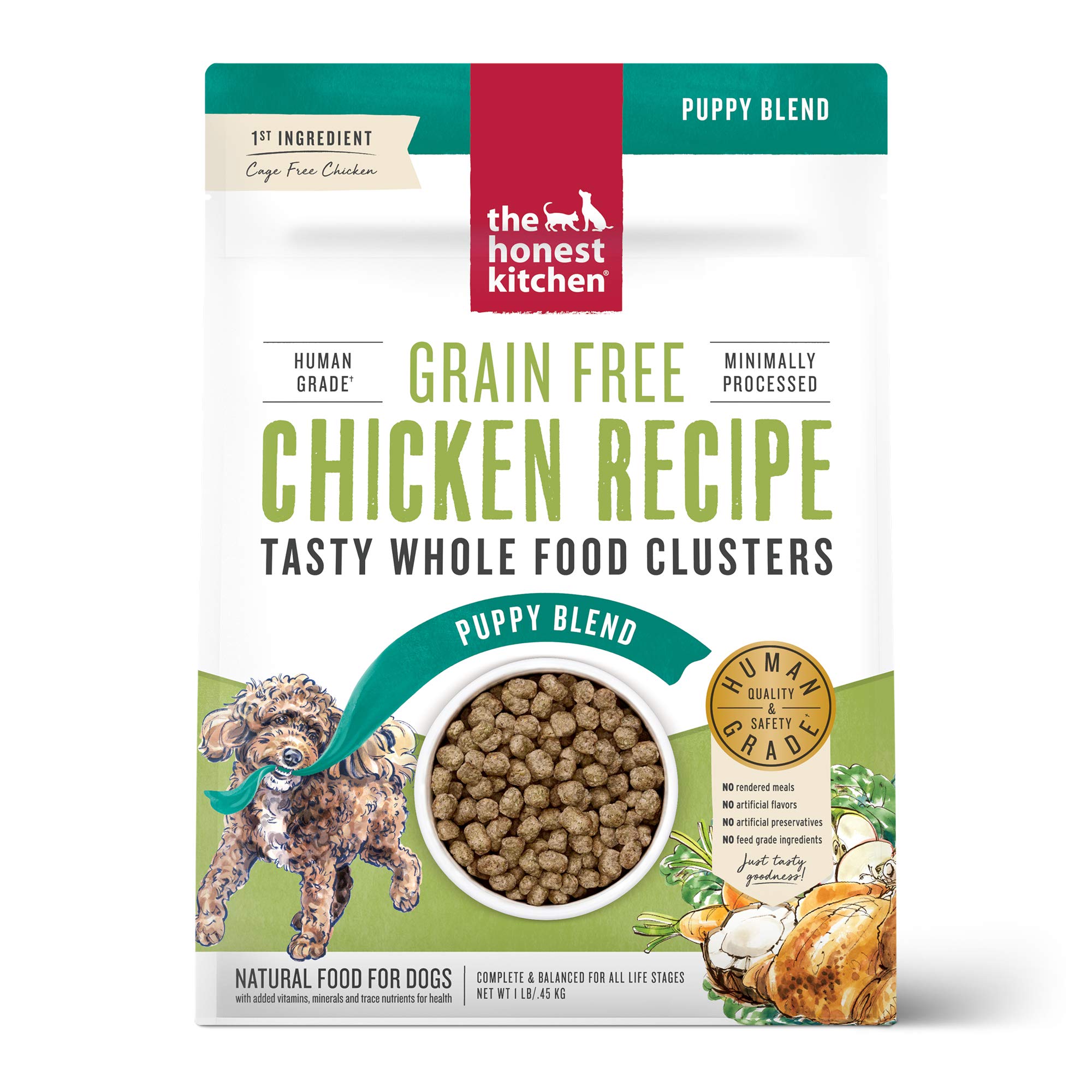 The Honest Kitchen Whole Food Clusters Puppy Grain Free Chicken Dry Dog Food, 1 lb Bag