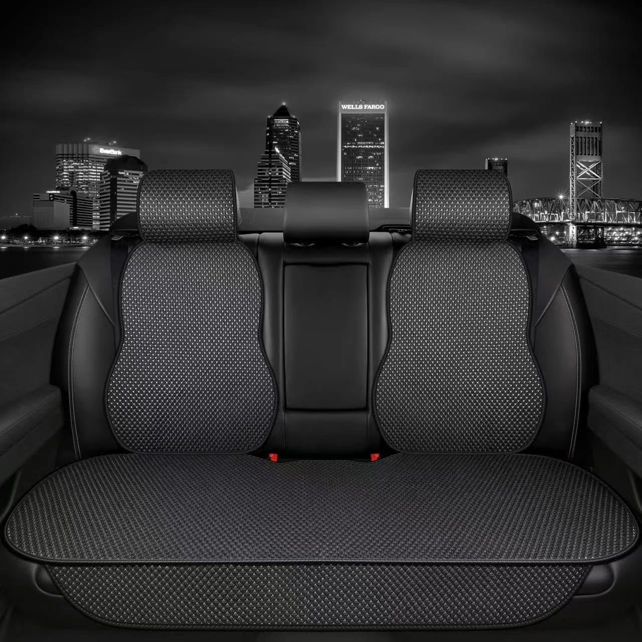 Auto Newer Car Seat Cover,Breathable Front Car Seat Cushion,Comfortable Car Seat Protector,Anti-Slip and Full Wrap Driver Car Seat Protector with Storage Pocket,Universal All Seasons(Beige,2PCS)