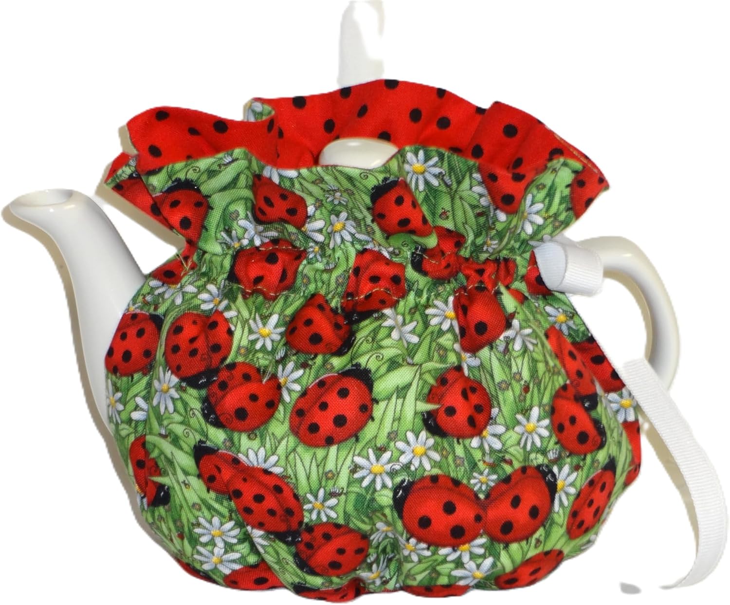 Pretty Lady Bugs & Daisies Reversible Tea Pot Cozy