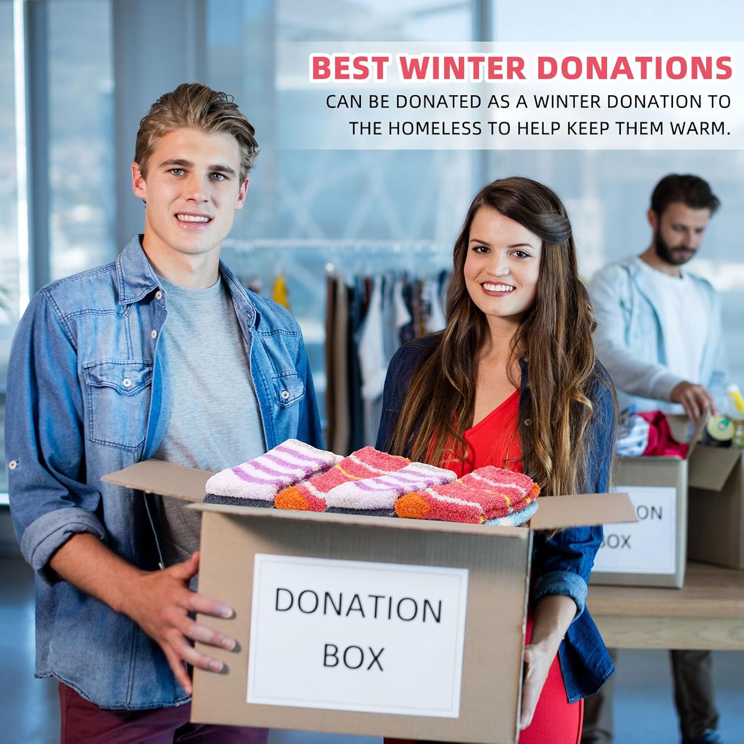 Suhine 48 Pairs Bulk Womens Fuzzy Socks Assorted Slipper Socks Warm Winter Socks Fluffy Socks Soft Socks Bed Comfy Socks Plush Sleeping Socks for Women Home Sleep Gifts - Image 2