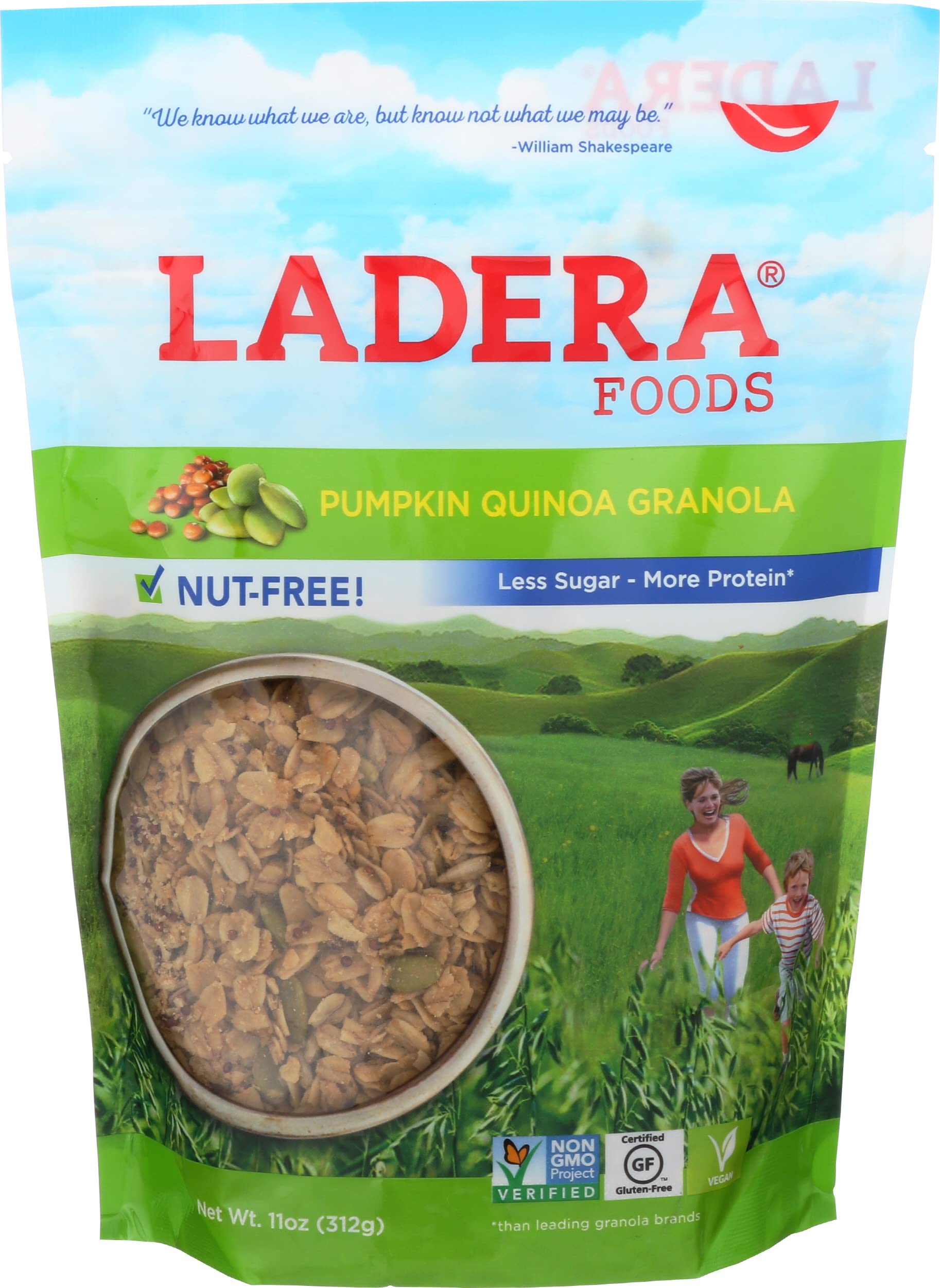 Ladera Vanilla Quinoa Granola - Nut Free Low Sugar Breakfast Cereal, Gluten Free & Vegan, Honest Ingredients, 11 OZ