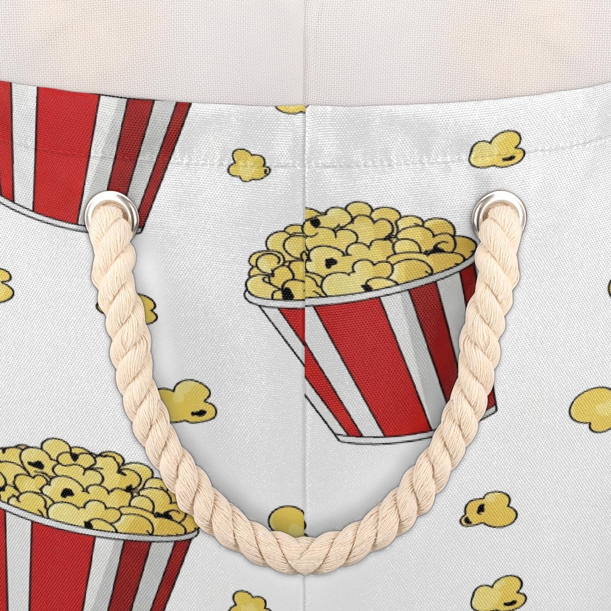 Large Storage Baskets - Popcorn Nursery Round Collapsible Organizer Bin Box - Laundry Hamper for Kids Toys, Blanket, Bedroom Living Room Home Decor, Gift Basket, 19.4"x13.3"