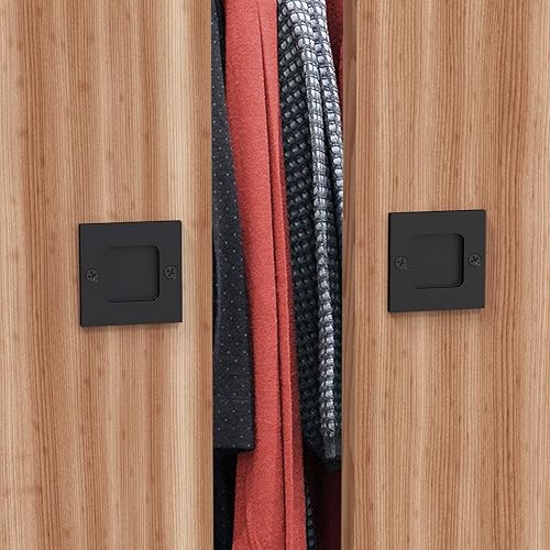 Miniatura 5 de Tiradores de dedo para puerta de armario - Tiradores cuadrados de 2.5 pulgadas para puerta corrediza - Tiradores empotrados para puerta de bolsillo