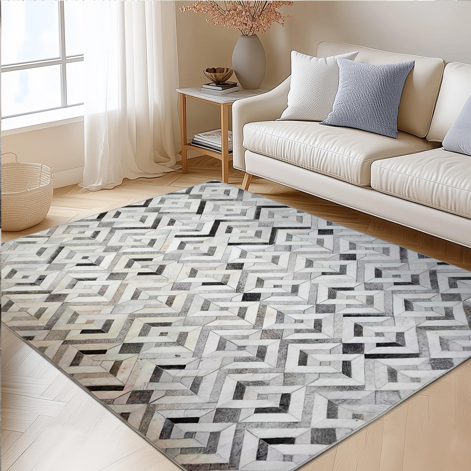 Tapis bohème moderne pour salle à manger et salon chaleureux multicolore