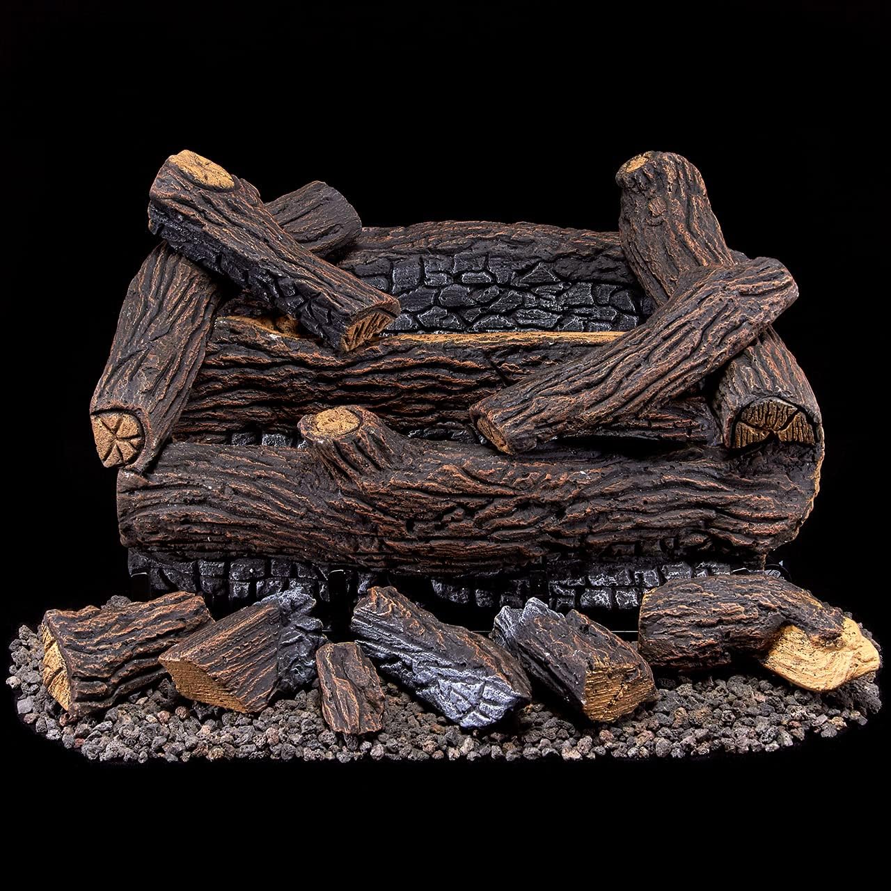 Duluth Forge Ventless Natural Gas Log Set with Logs Arranged