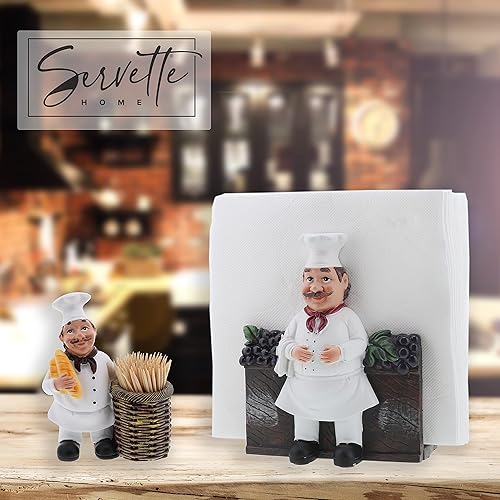 Miniatura 3 de Fat Chef Figurine Servilletero Chef Colección de Decoración de Cocina