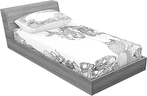 Miniatura 338 de Ambesonne - Juego de sábanas bajeras y fundas de almohada, diseño clásico botánico, plantas de jardín vintage, juego de 3 piezas con estampado