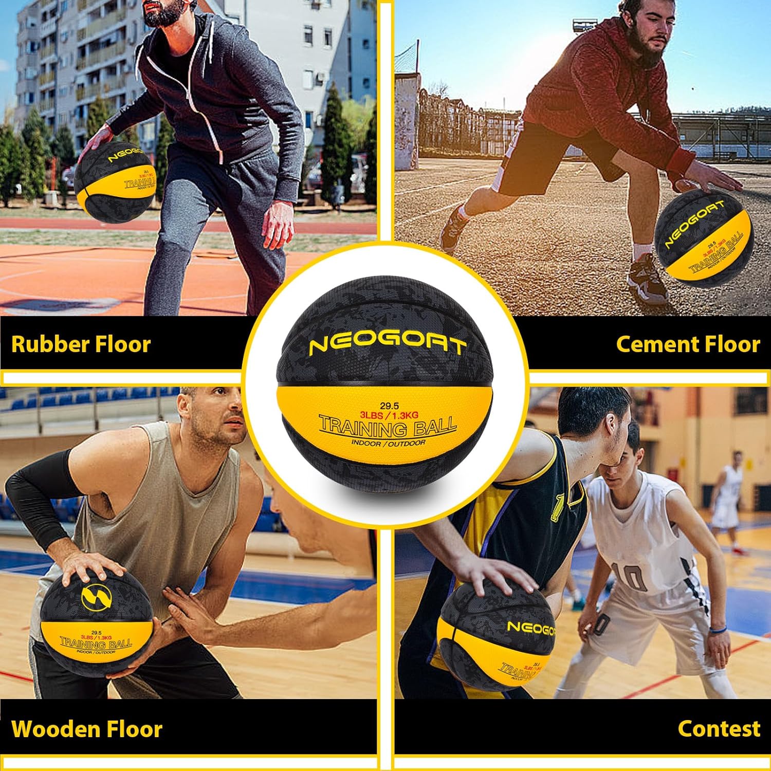 3LBS/2.2LBS 29.5"/28.5" Weighted Heavy Basketball Training Equipment for in& Outdoor Improving Handling Dribbling, Passing&Rebounding Skills Weighted Training Basketball(Deflated,Size 7/6)