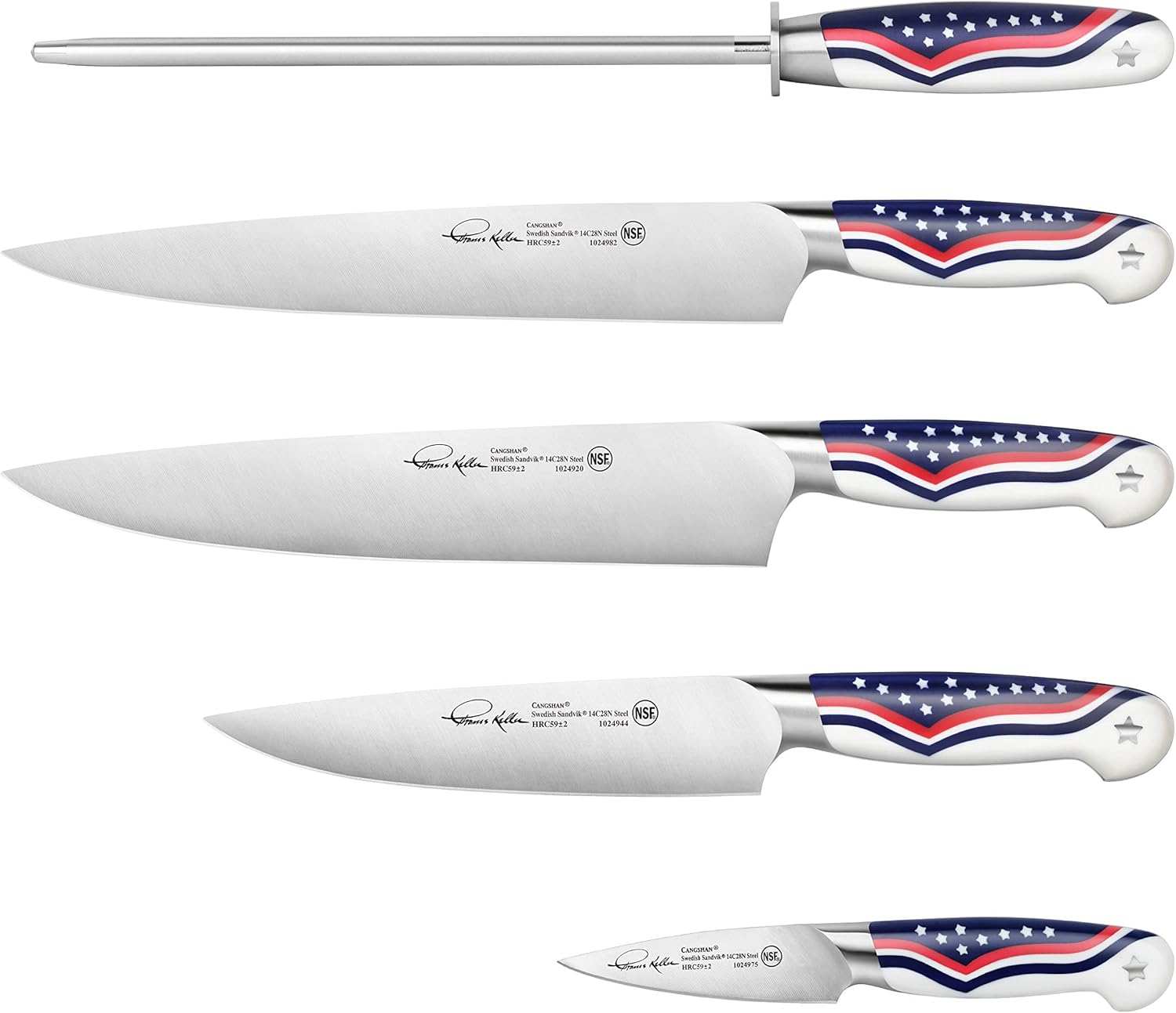 Cangshan United Series 1026122 Swedish 14C28N Steel Forged 5-Piece Essential Knife Box Set