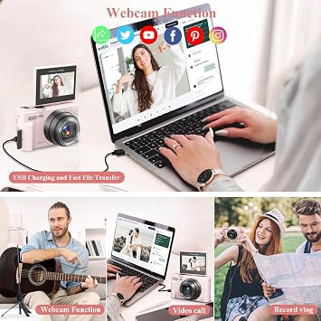 4K Digital Camera for Photography, 64MP Vlogging Camera for YouTube, WiFi Vlog Cameras with 18X Digital Zoom, 3'' Flip Screen and 32GB TF Card, Pink