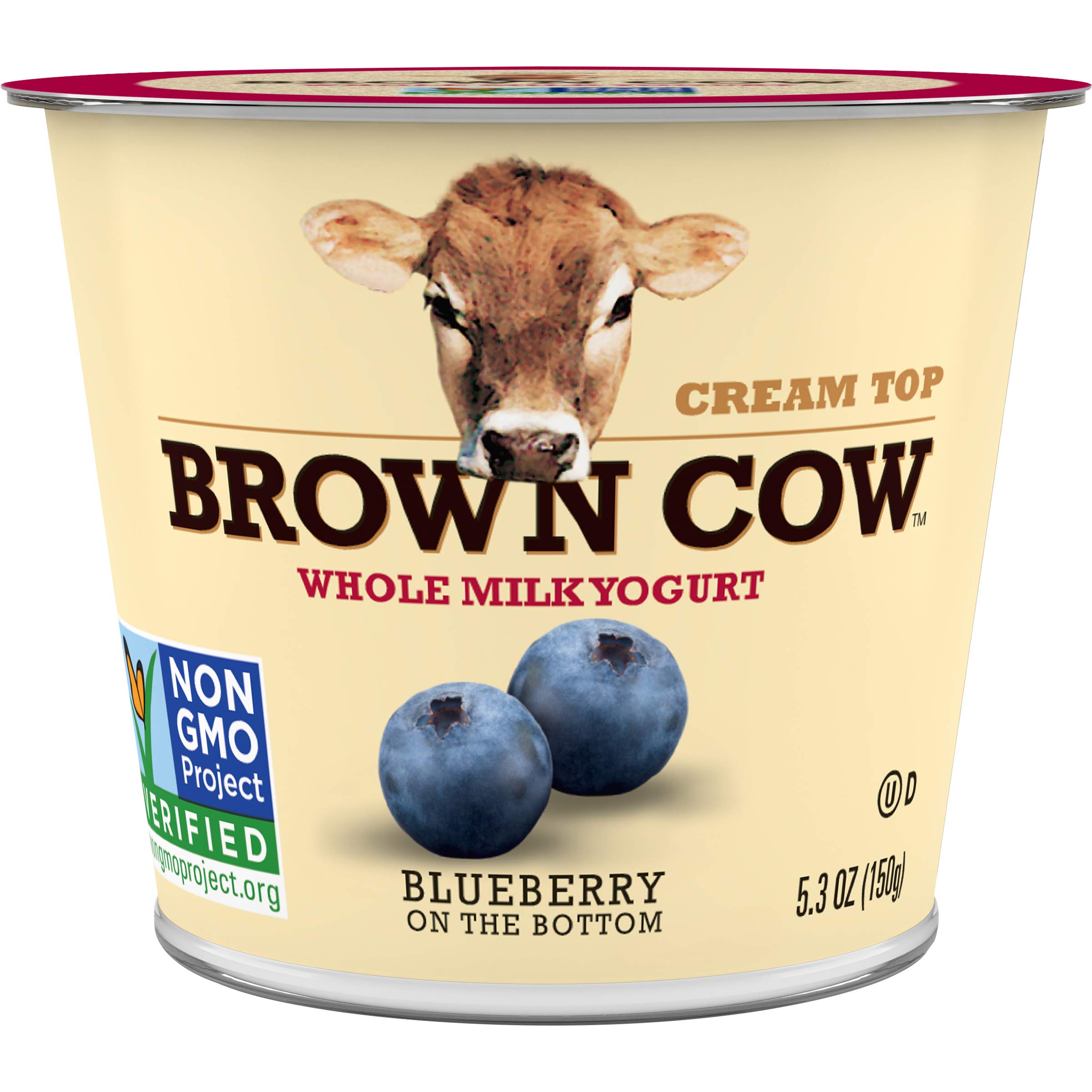 Brown Cow Cream Top Blueberry on the Bottom Whole Milk Yogurt 5.3 oz. Cup