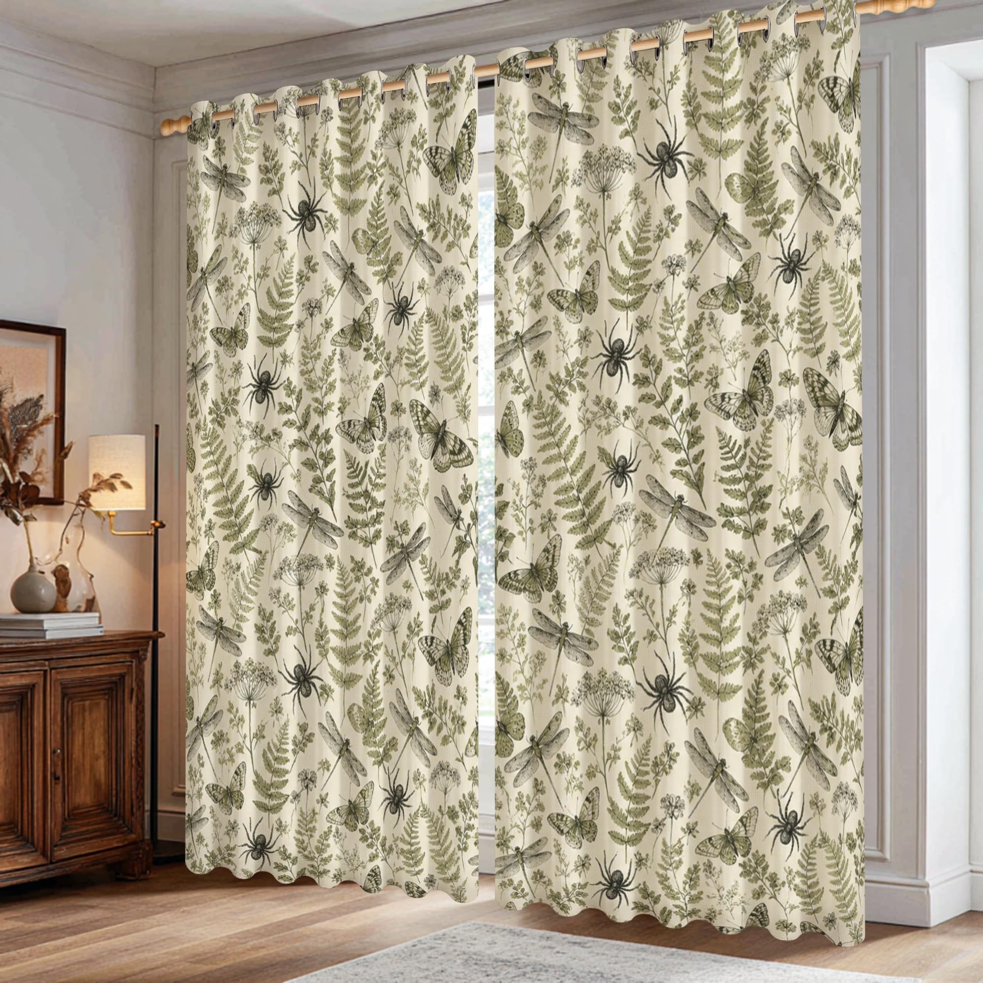 Rideau occultant vert printemps pour une chambre et bureau zen