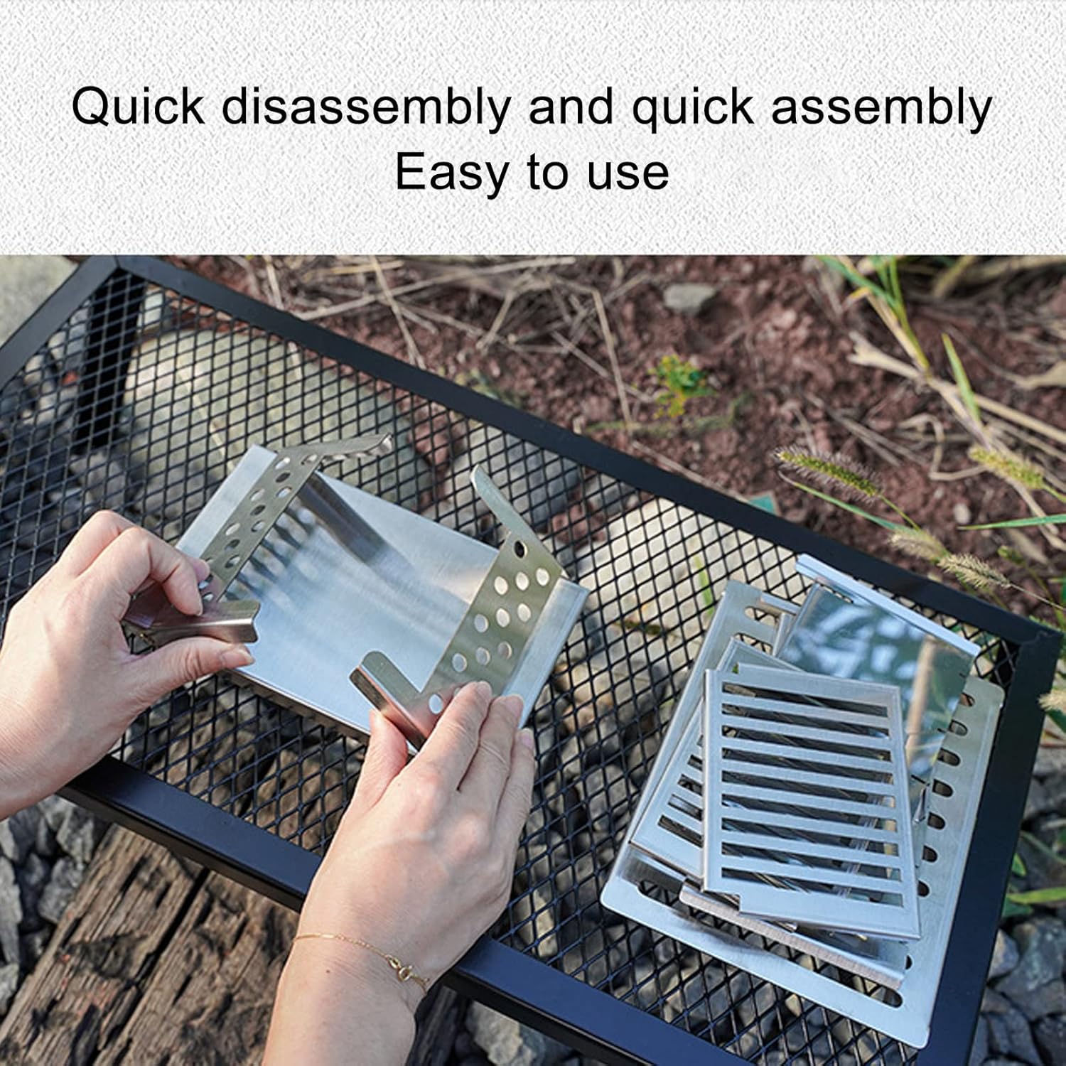 Foldable BBQ Grill Stainless Steel Portable Detachable Barbecue Cooking Stove for Outdoor Garden Camping Picnic