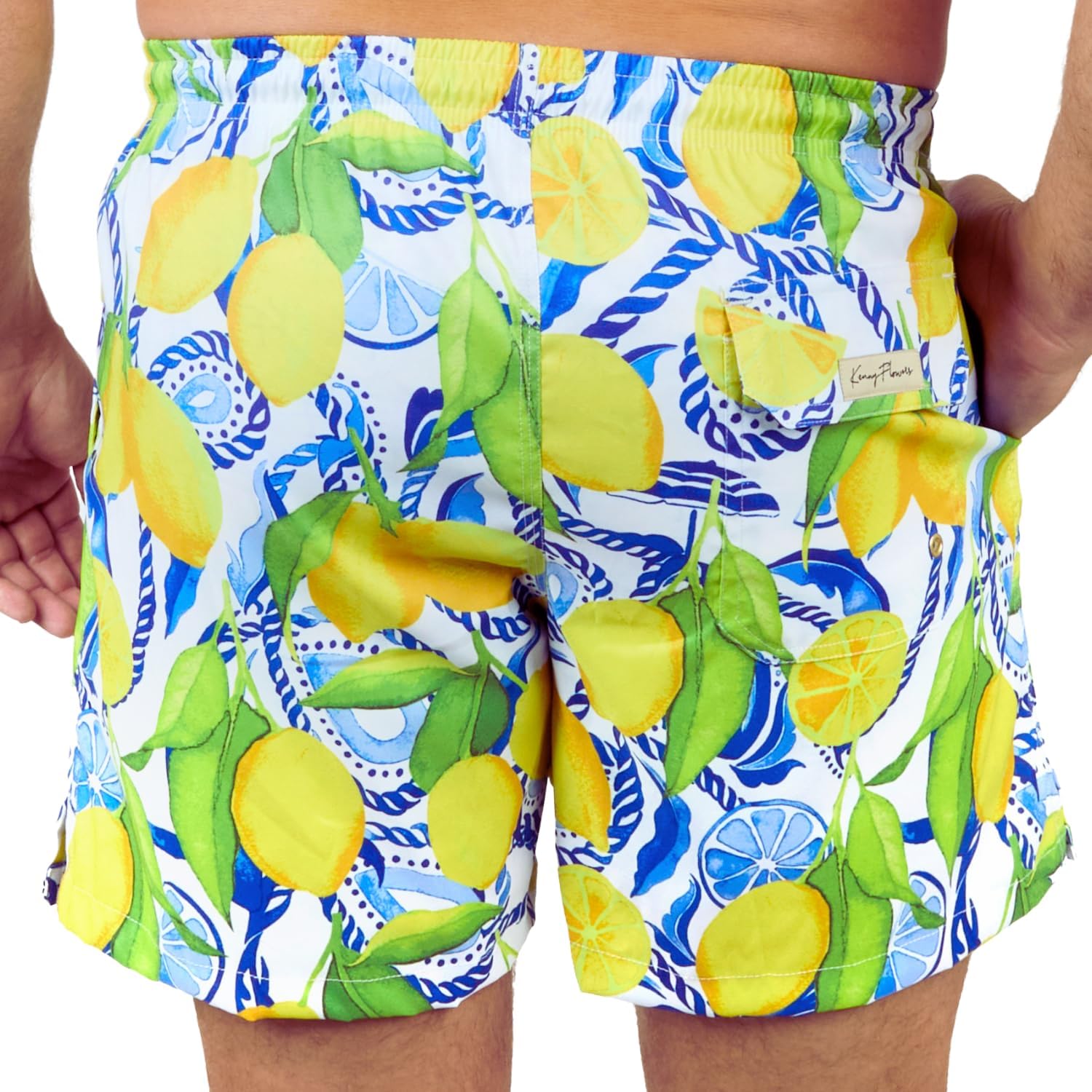 Kenny Flowers Men's Swim Trunks, Mid-Length Comfortable Swim Shorts, with Elastic Waistband, Mesh Lining, and Triple Stitched