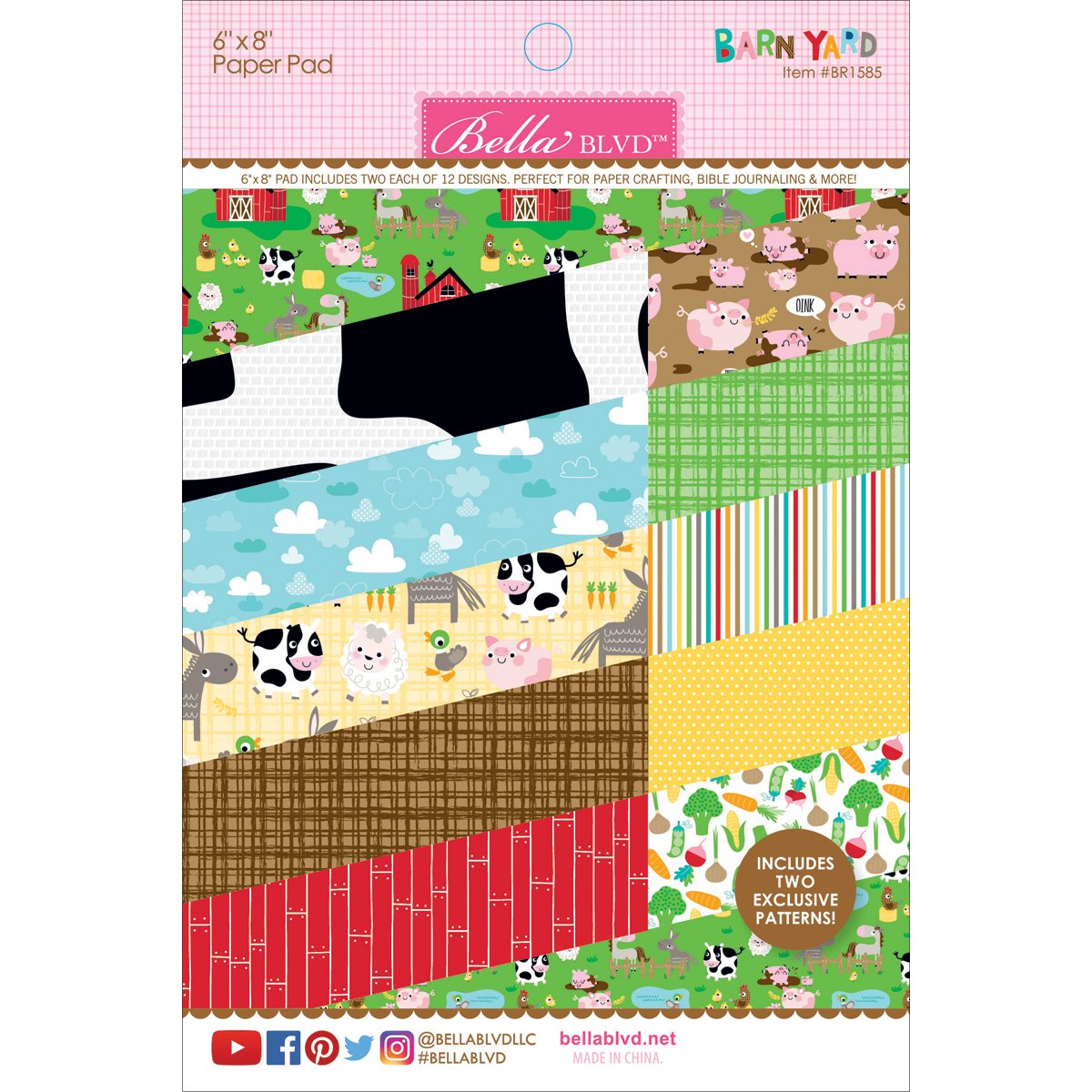 Bella Blvd 6x8 Barnyard Paper Pad, 23.36 x 16.25 x 0.68 cm, Multicoloured