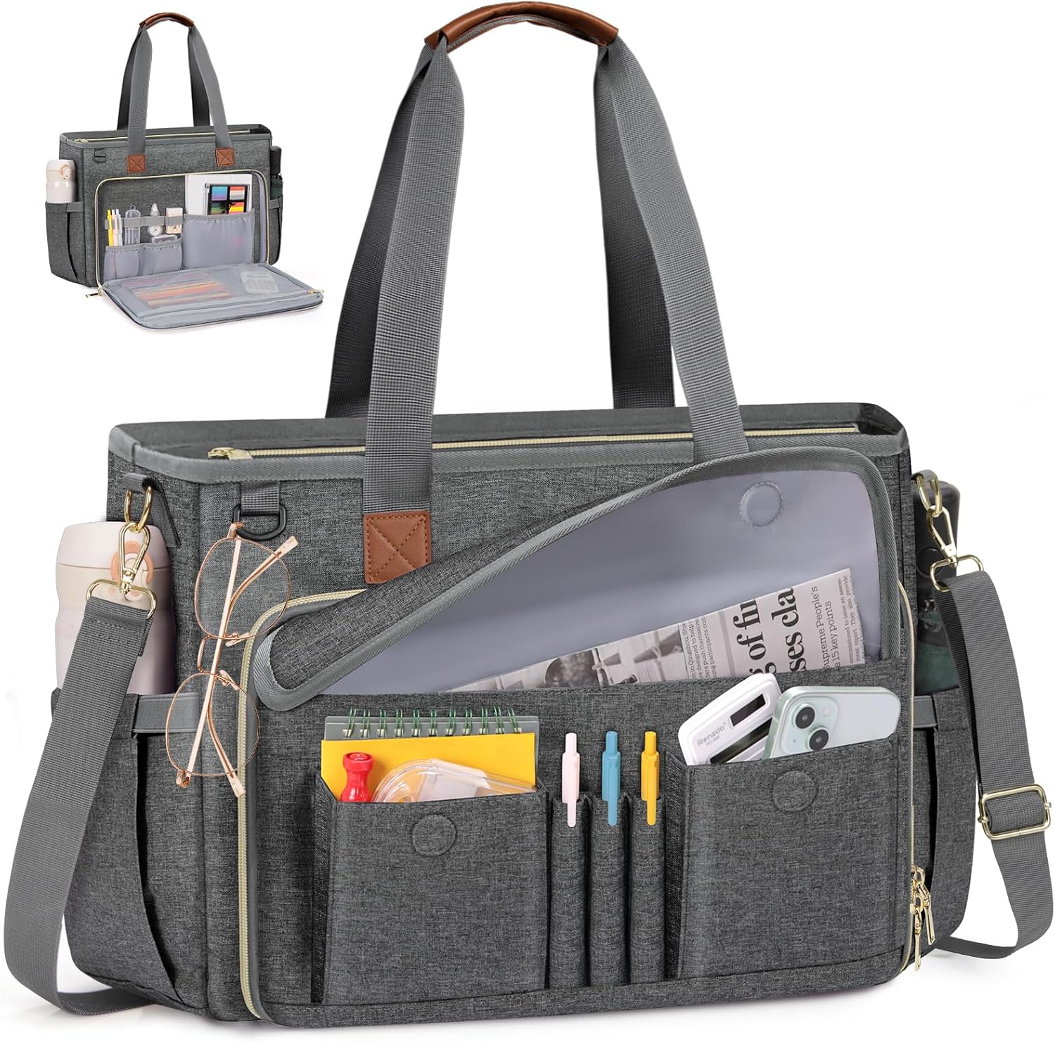 RAINSMORE Teacher Tote Bag 15.6 inch Laptop Bag for Women Work Bags Nurse Bag Lightweight Laptop Tote Computer Briefcase