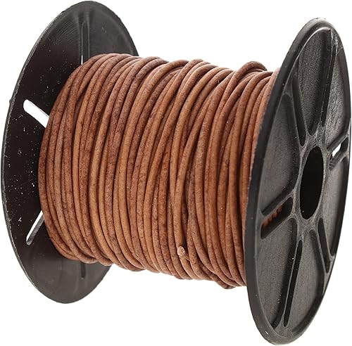 Miniatura 8 de The Beadsmith Cordón de cuero, negro, carrete de 0.059 in, 25 yardas, 75.0 ft, tanga de cuero indio ideal para trenzar, cuentas, collares, cordones