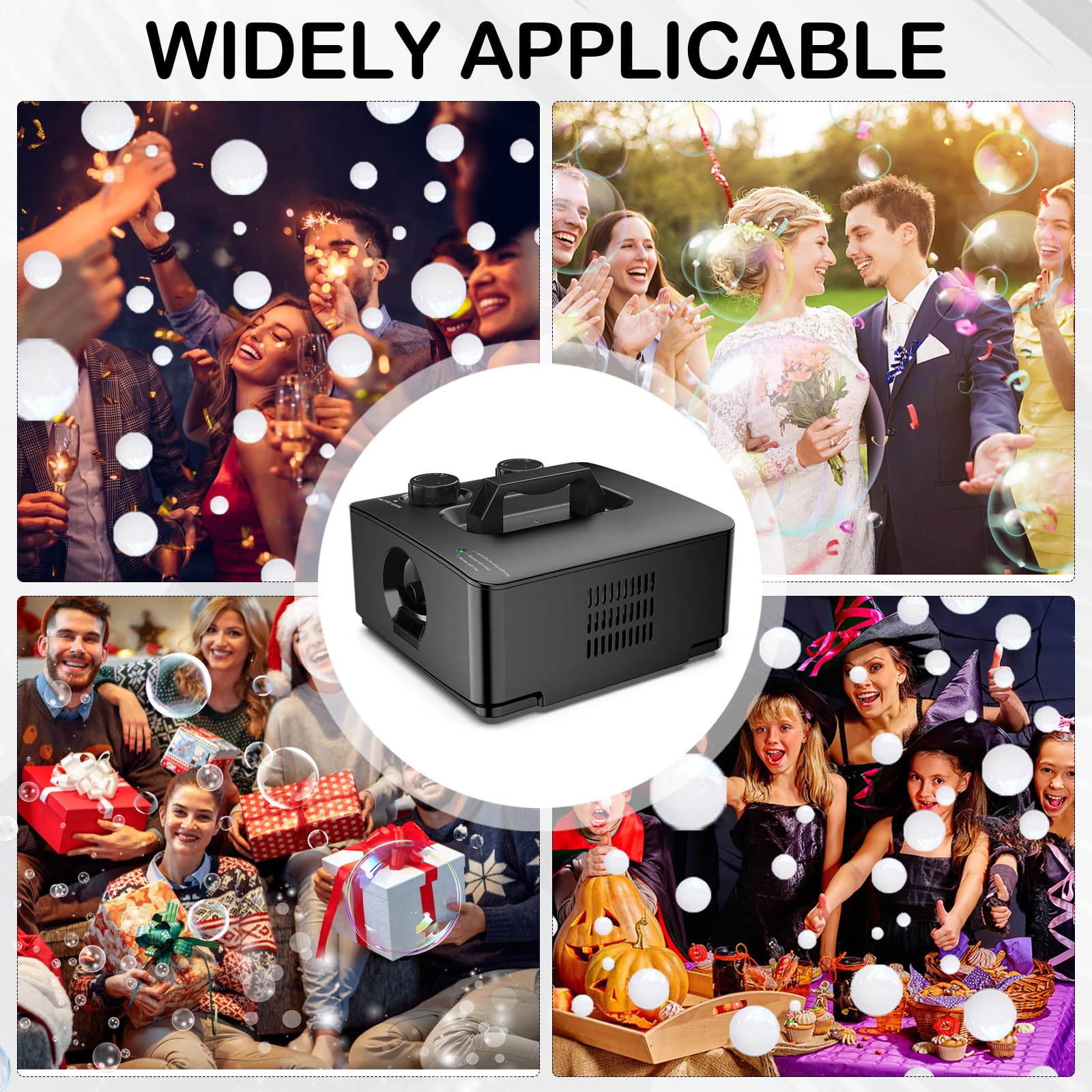 Nebelmaschine, Macchina Del Fumo 2 In 1 Con Bolle 400W, Macchina Bolle Di Fumo Portatile 27×25×16 Cm, Fog Bubble Machine Per DJ Festa Palco Matrimonio Halloween Natale Compleanno
