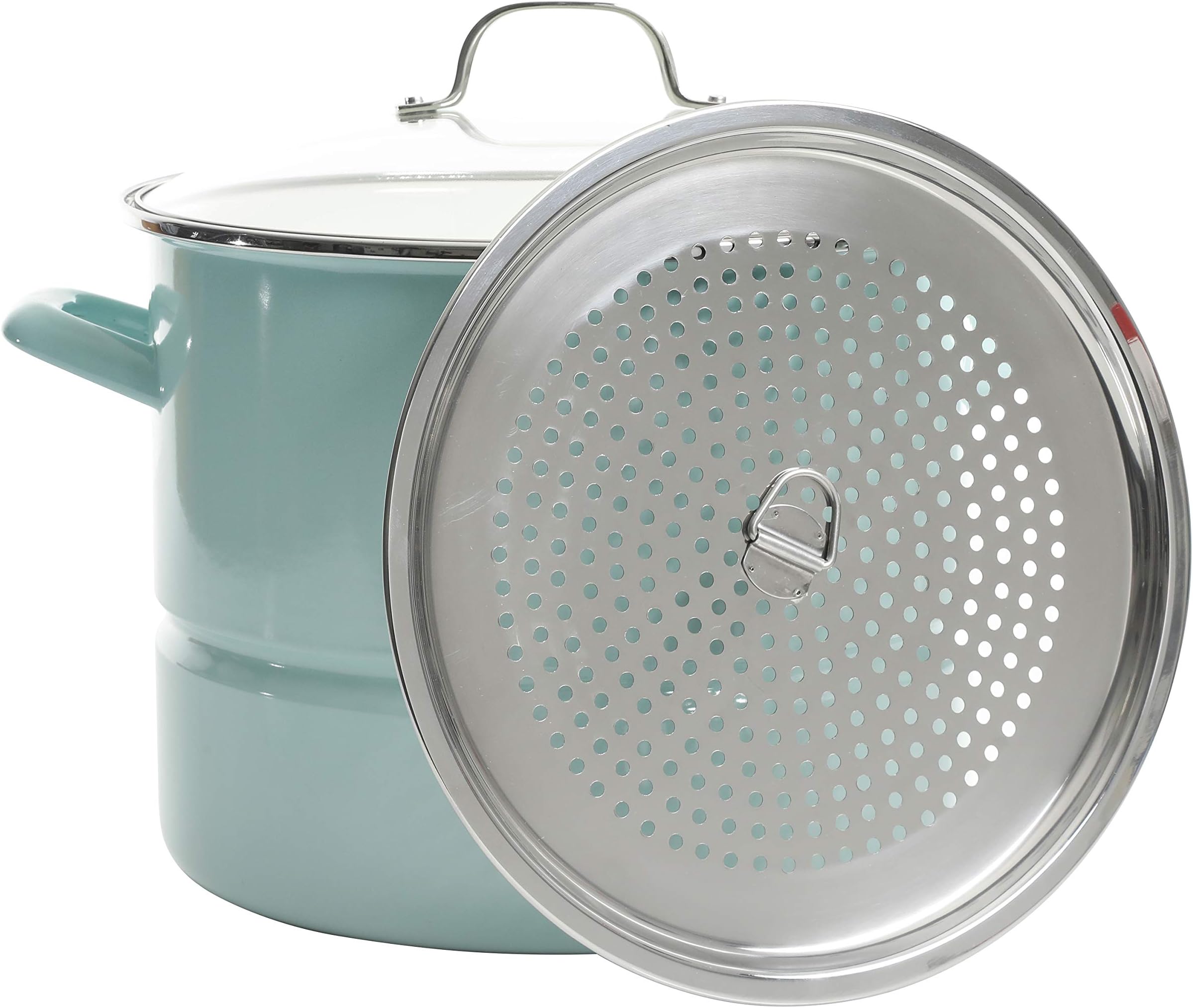 Broadway Steamer Stock Pot with Insert and Lid, 16-Quart, Glacier Blue