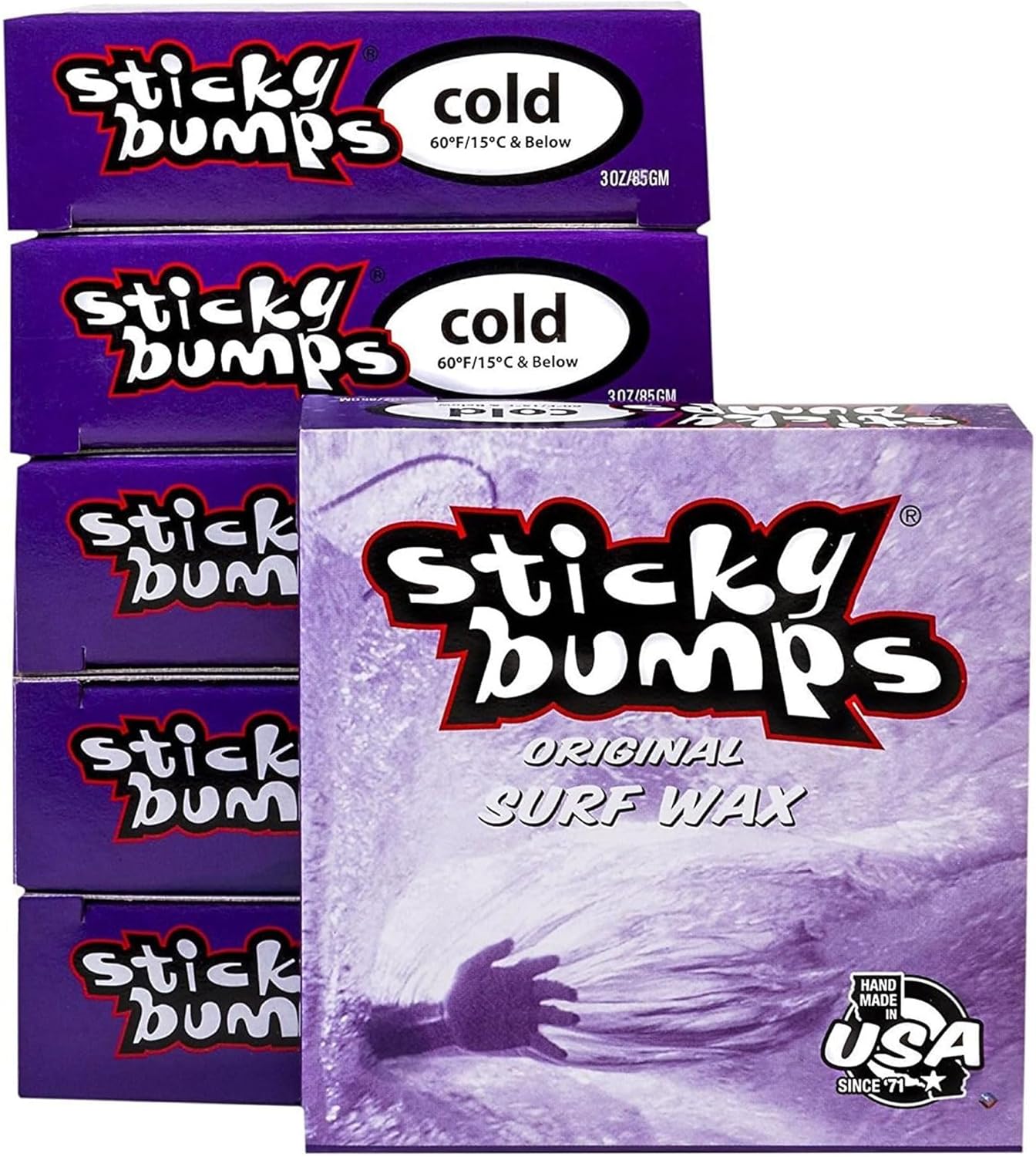 Sticky Bumps Original Surf Wax Cold | Long-Lasting Surfboard Wax | Great Bump Building for Surfing | Non-Toxic, Nature-Safe | for Cold Water Temps 60°F/15°C and Below