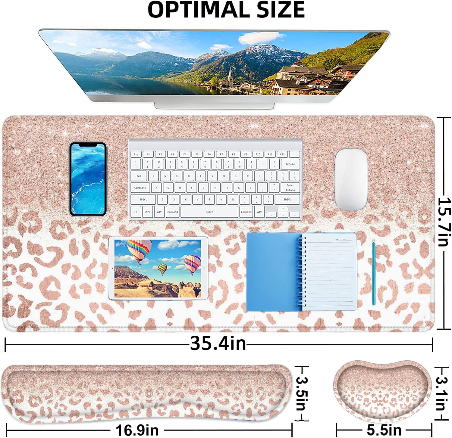 Lateefah Desk Mat, Mouse Pad with Wrist Rest, 4-in-1 Large Mouse Pads for Desk, Ergonomic Mouse Pad and Keyboard Wrist Rest Gaming Keyboard Mat for Office, Home - Image 2