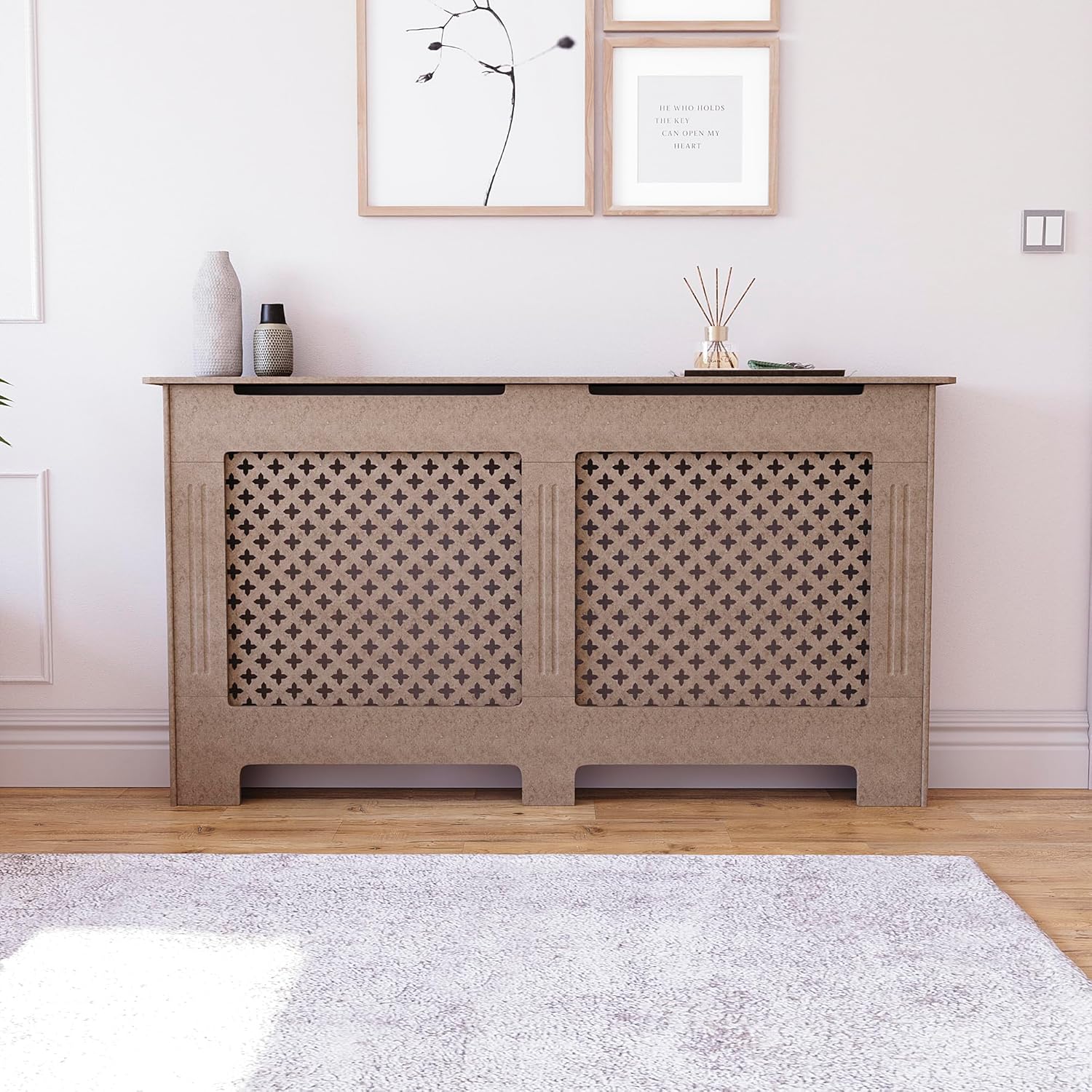Vida Designs Oxford Radiator Cover installed in a living room setting