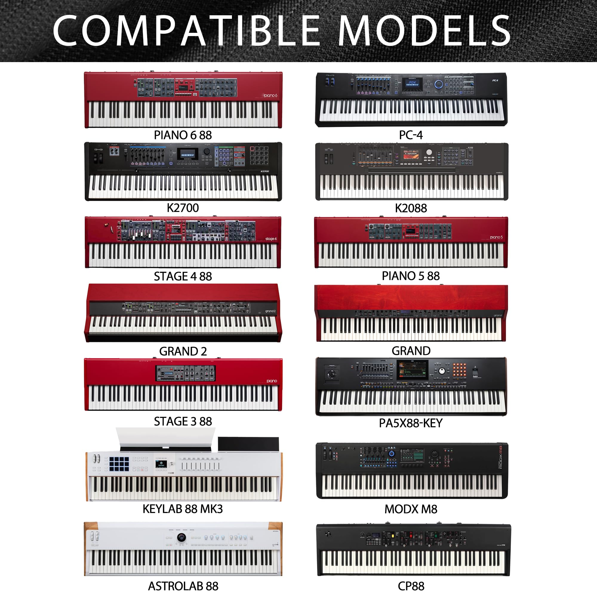 Musiin Staubschutz für Klaviertastaturen mit 88 Tasten, kompatibel mit Nord Stage 4 88 Tasten, Piano 5 88, Stage 3 88, Yamaha MODX M8, Chinlon, seidige Haptik und maßgeschneidertes Design