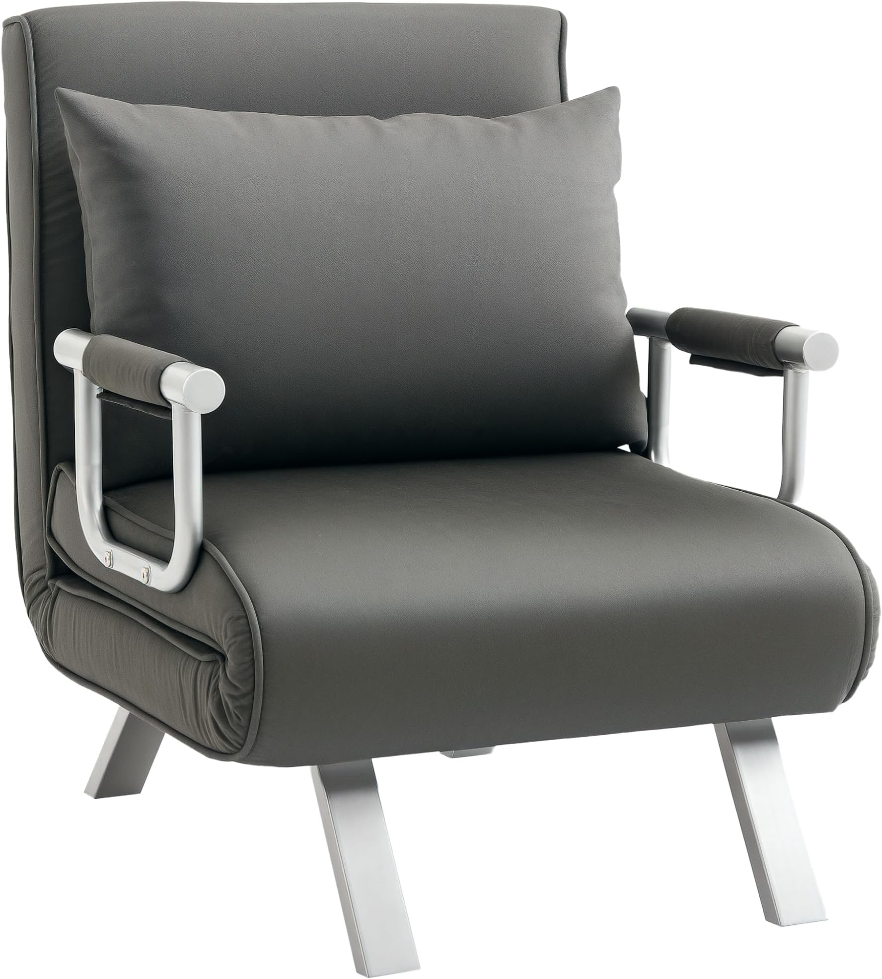 HOMCOM Single Chair Bed Click Clack Convertible Bed Settee Grey