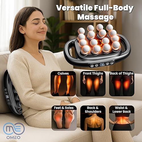Miniatura 3 de OMEO Pistola de masaje de tejido profundo de 16 cabezales, masajeador profesional de percusión con 30 intensidades y motor silencioso, masajeador