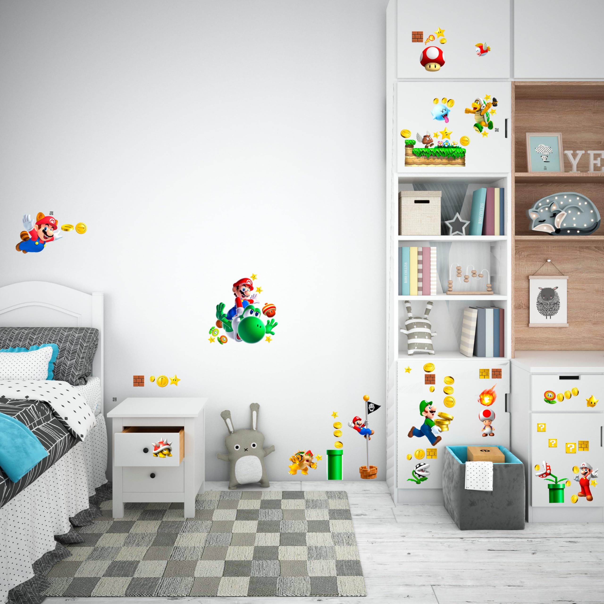 Adesivo Muro Super Mario - Decorazione Cameretta, PVC, 160x141cm, 2 Pezzi, Facile Applicazione - Foto 8