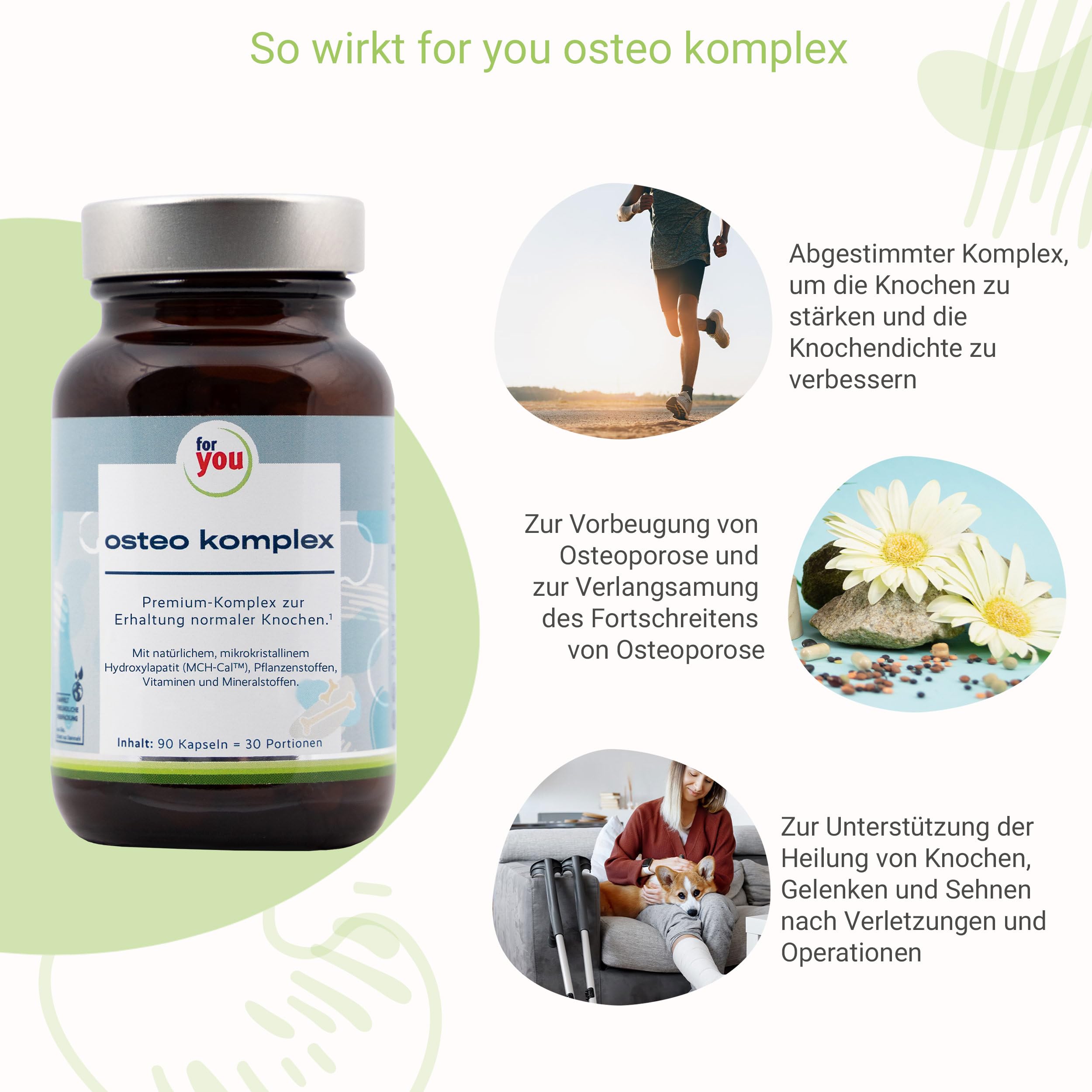 for you Osteo Komplex 2x – Calcium & Phosphor aus MCH-Cal™ Hydroxyapatit mit Vitamin D, K, Mangan & Pflanzenextrakten – Nahrungsergänzung für Knochen (Doppelpack)