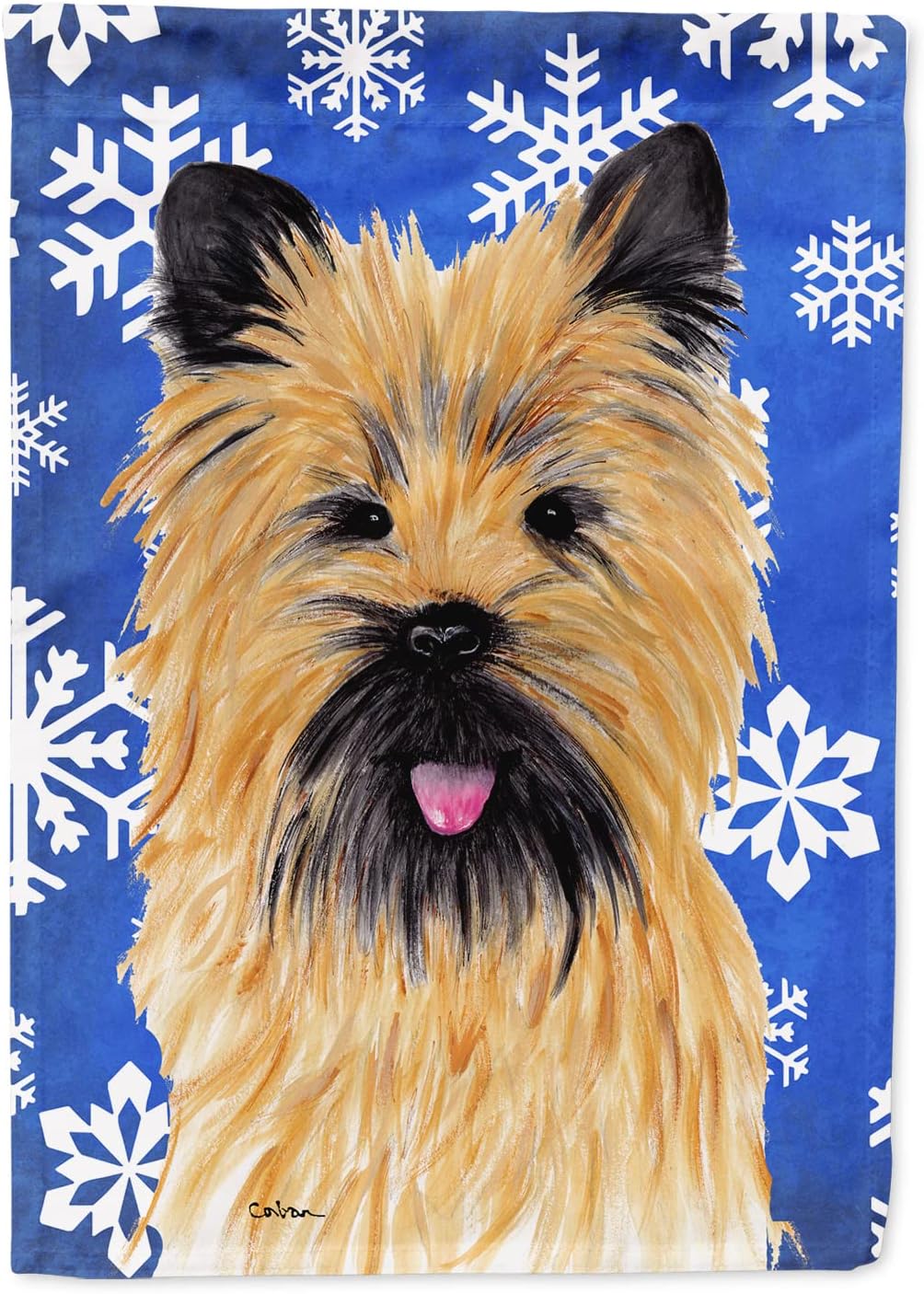 Caroline's Treasures SC9375CHF Cairn Terrier Winter Snowflakes Holiday House Flag Large Porch Sleeve Pole Decorative Outside Yard Banner Artwork Wall Hanging, Polyester, House Size, Multicolor