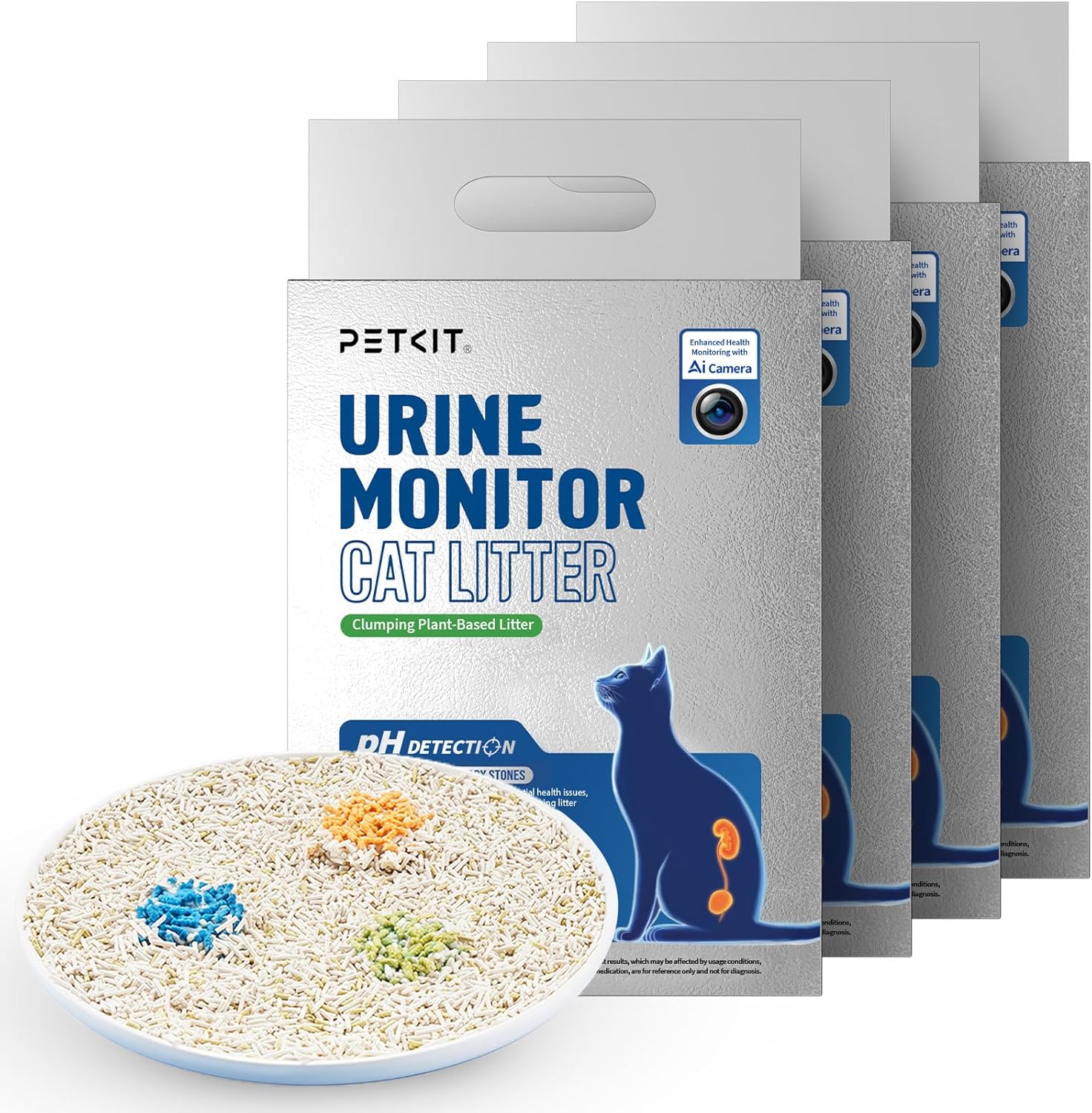 PETKIT Tofu Cat Litter, Superior Clumping Flushable, 100% Natural Ingredients Plant Cat Litter, Urine pH Detection Tofu Litter, Dust-Free,Low Tracking and Odor Control