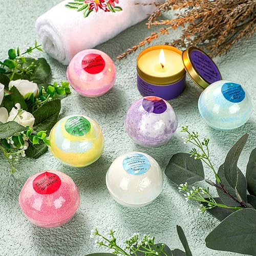 Miniatura 2 de Dansib Juego de 24 bombas de baño de agradecimiento y velas perfumadas para mujeres, regalos de spa relajantes, regalos de agradecimiento para
