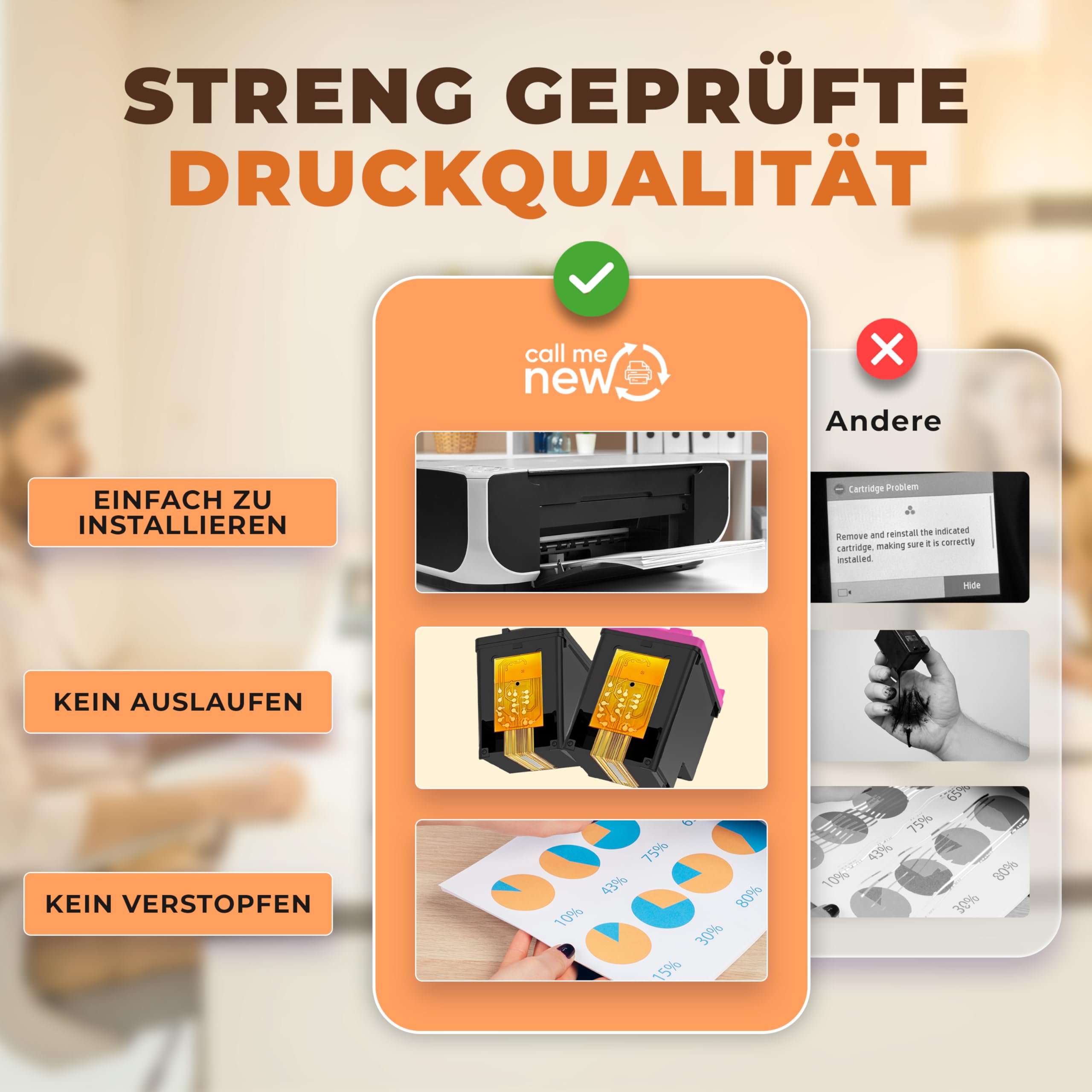 Wkłady do drukarki 62XL – kompatybilne z tuszami do drukarek HP 62 w kolorze czarnym i kolorowym – zasięg XL, Smart Chip, zamiennik do HP 62 czarny i kolorowy, 2 sztuki w opakowaniu